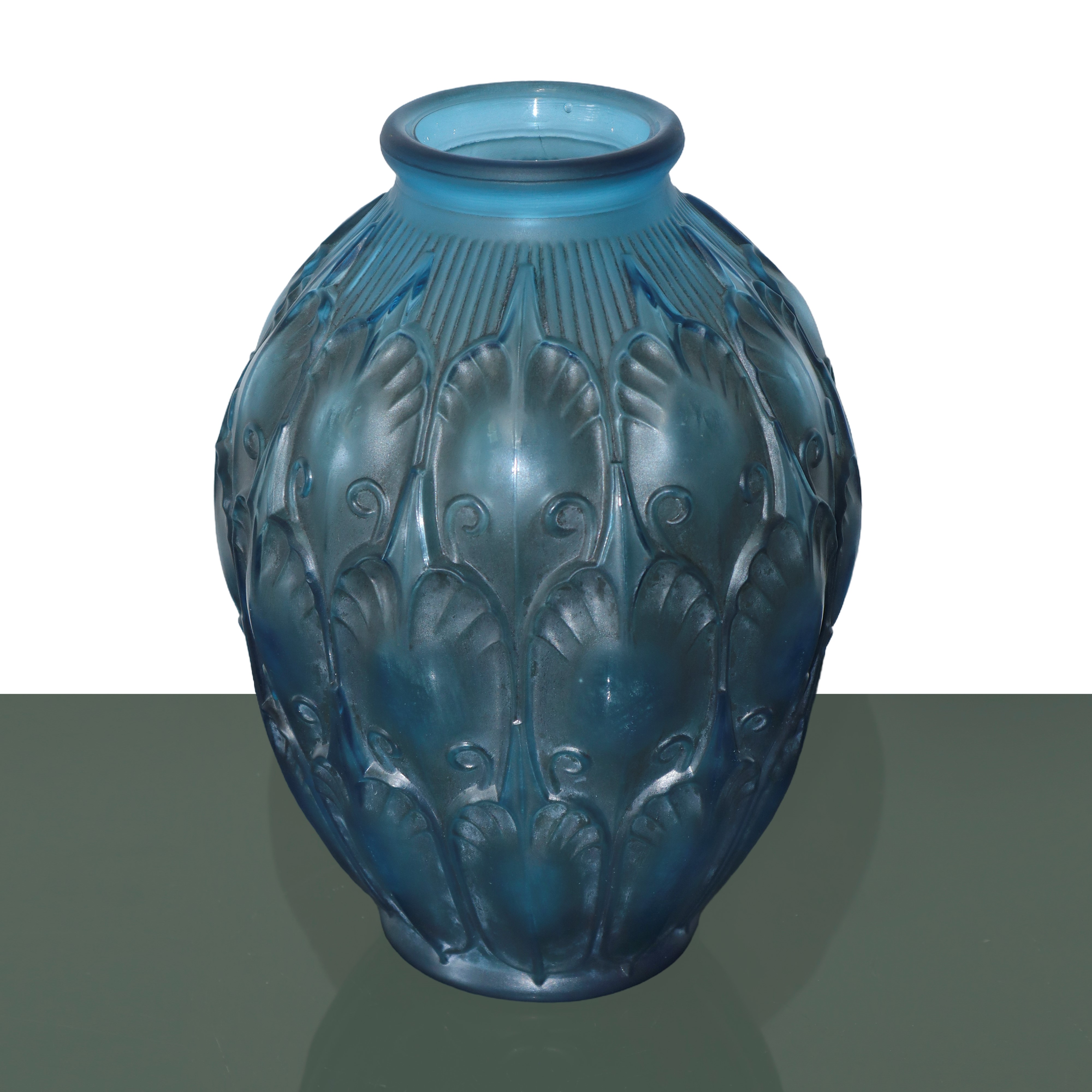 Val St.lambert - Vaso in Cristallo Azzurro Polvere
