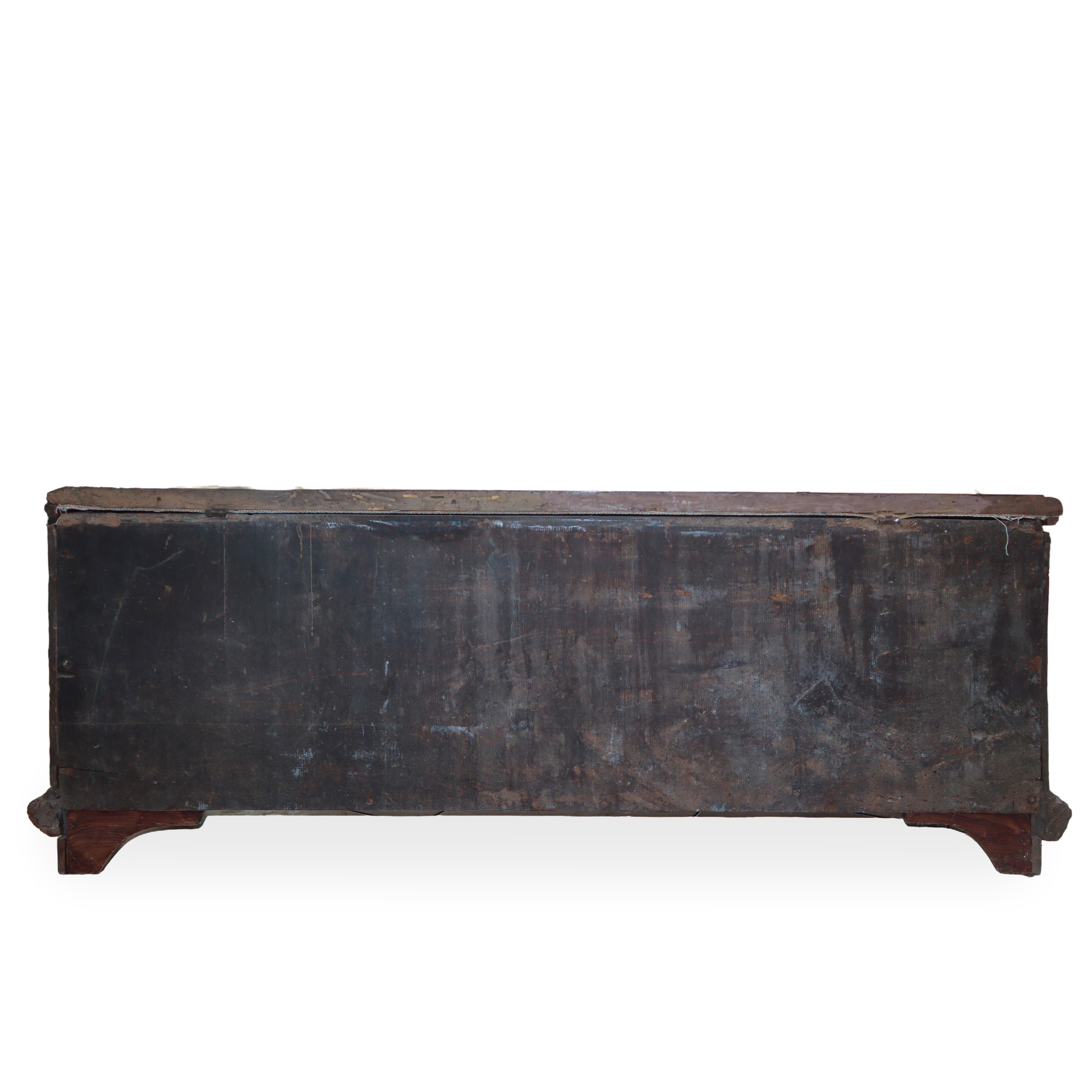 Cassapanca in Legno di Noce con Piedi Leonini Dentellatura al Sottopiano e Colonne a Rocchetto ai...