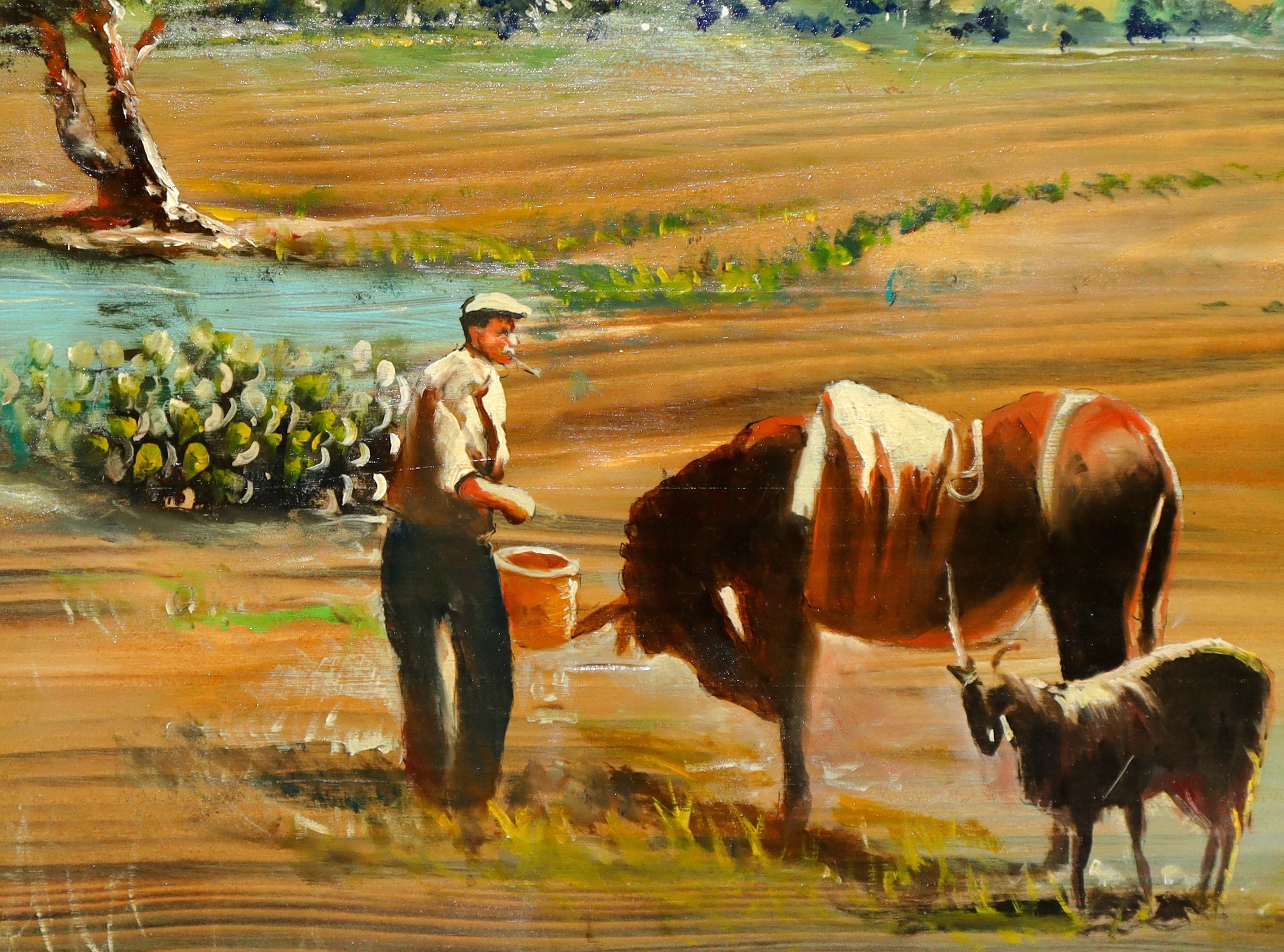 Vittorio Ribaudo - Scena Siciliana Agreste con Vista Sull'etna