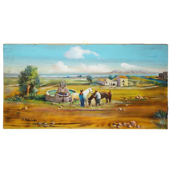 Vittorio Ribaudo - Rural scene at the watering hole