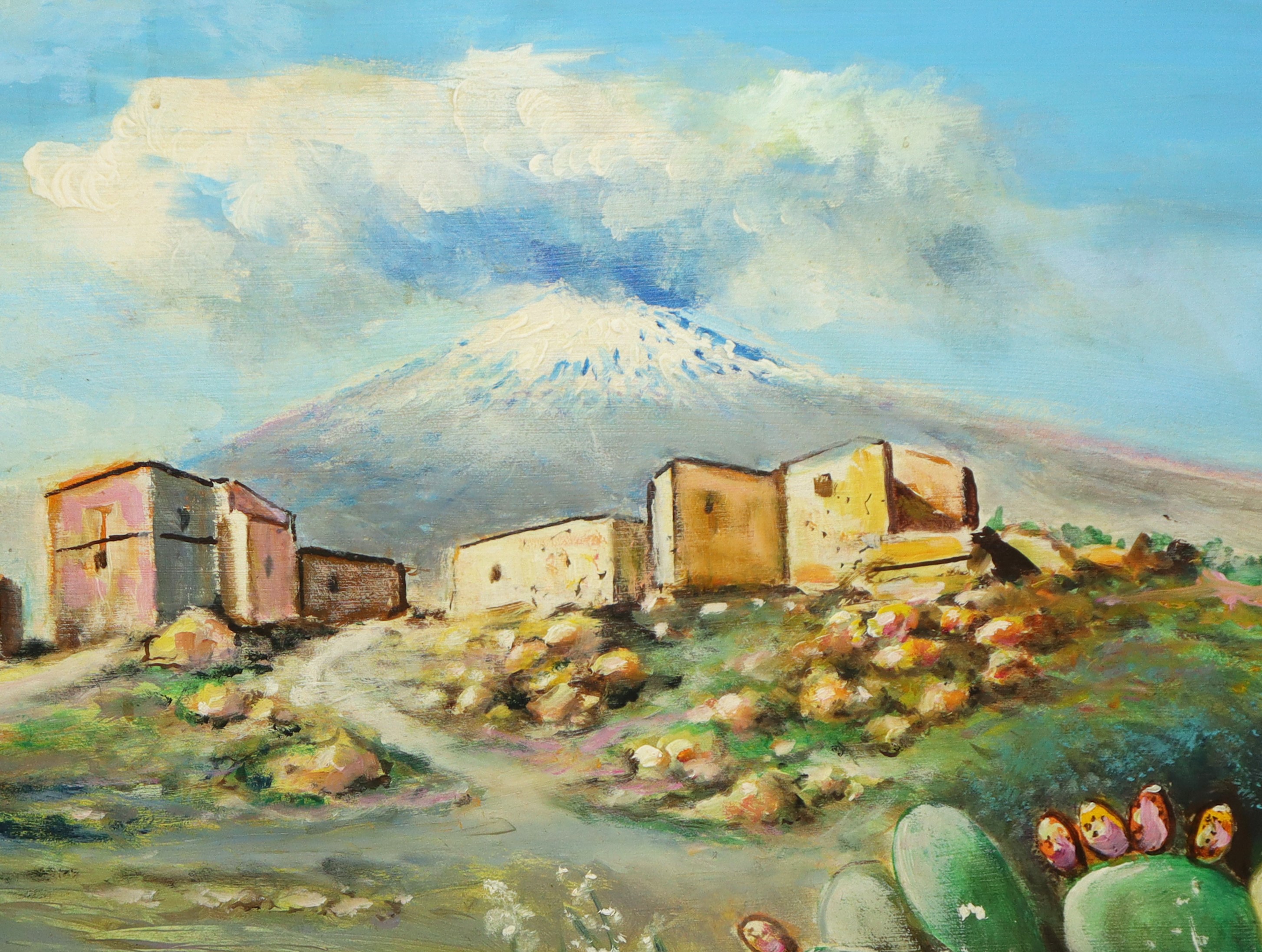 Paesaggio con casale ai piedi dell'Etna