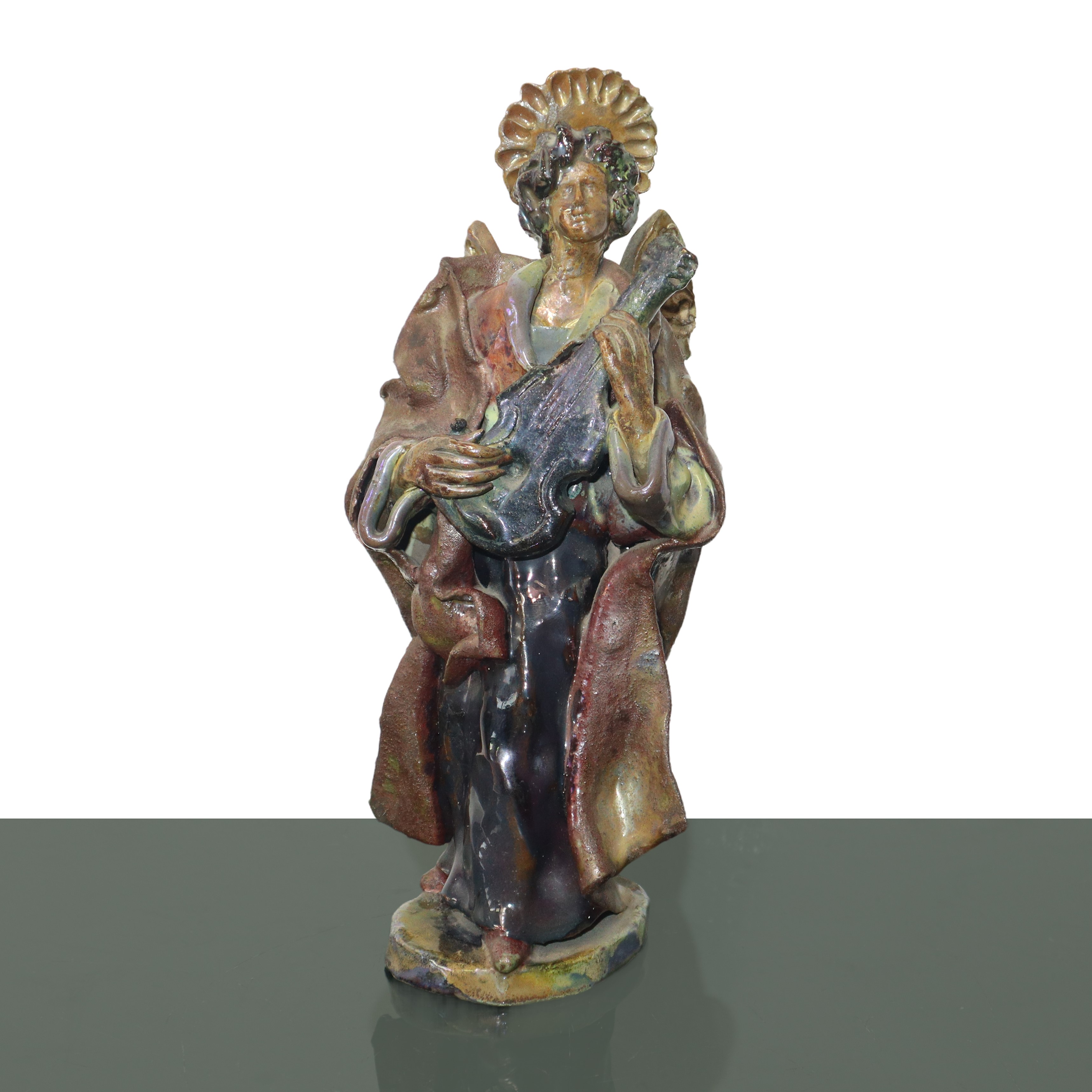 Coppia di angeli musicanti policromi al lustro