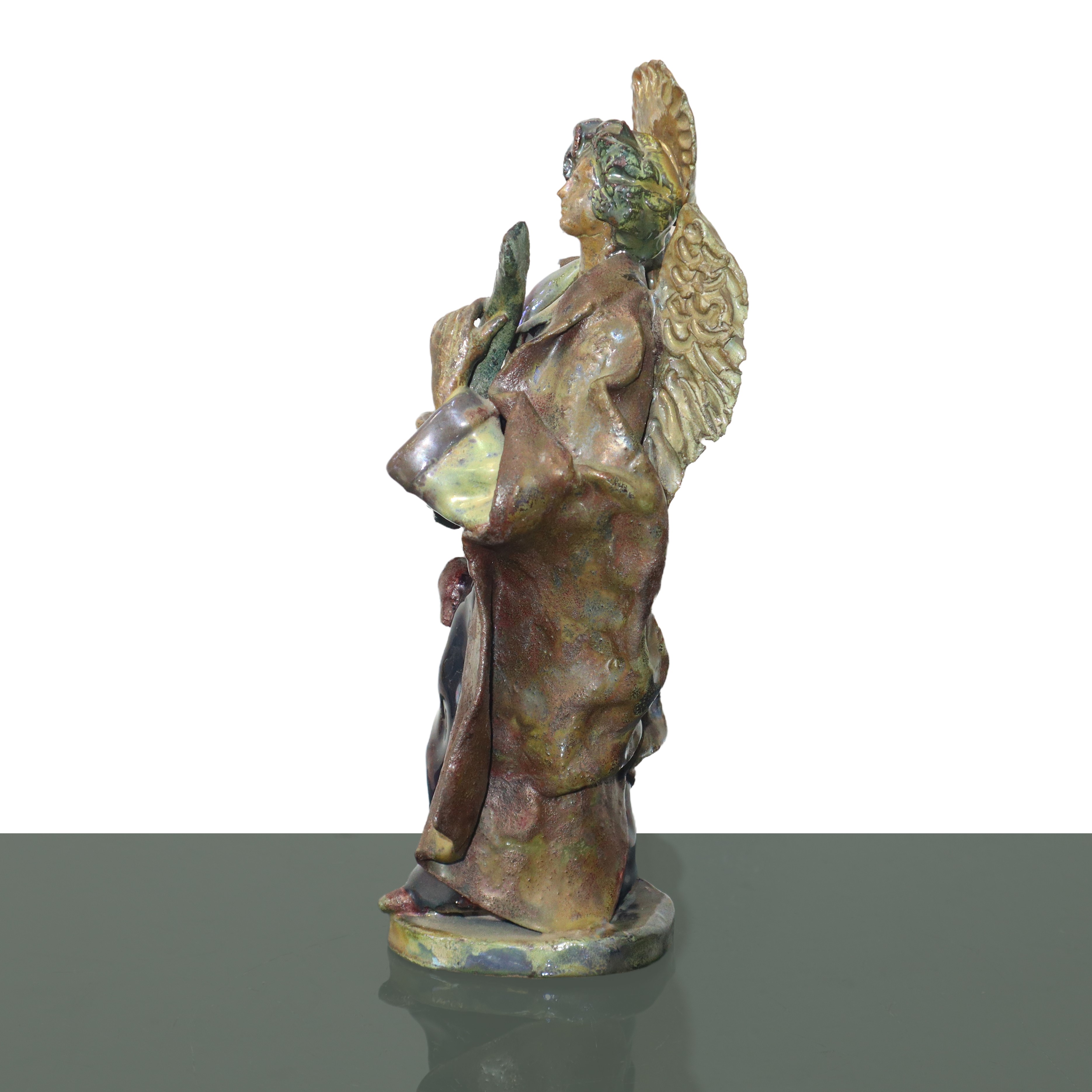 Coppia di angeli musicanti policromi al lustro