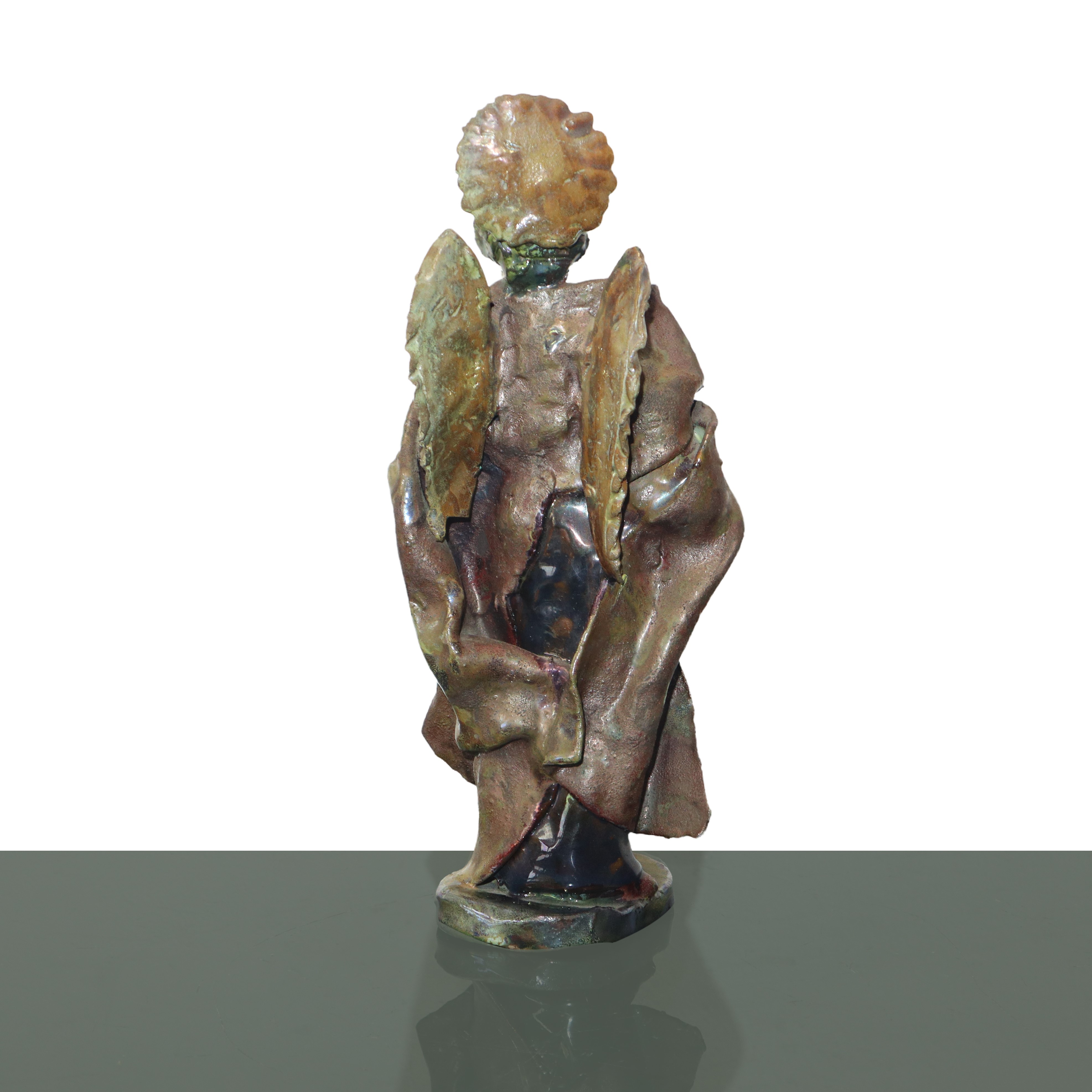 Coppia di angeli musicanti policromi al lustro