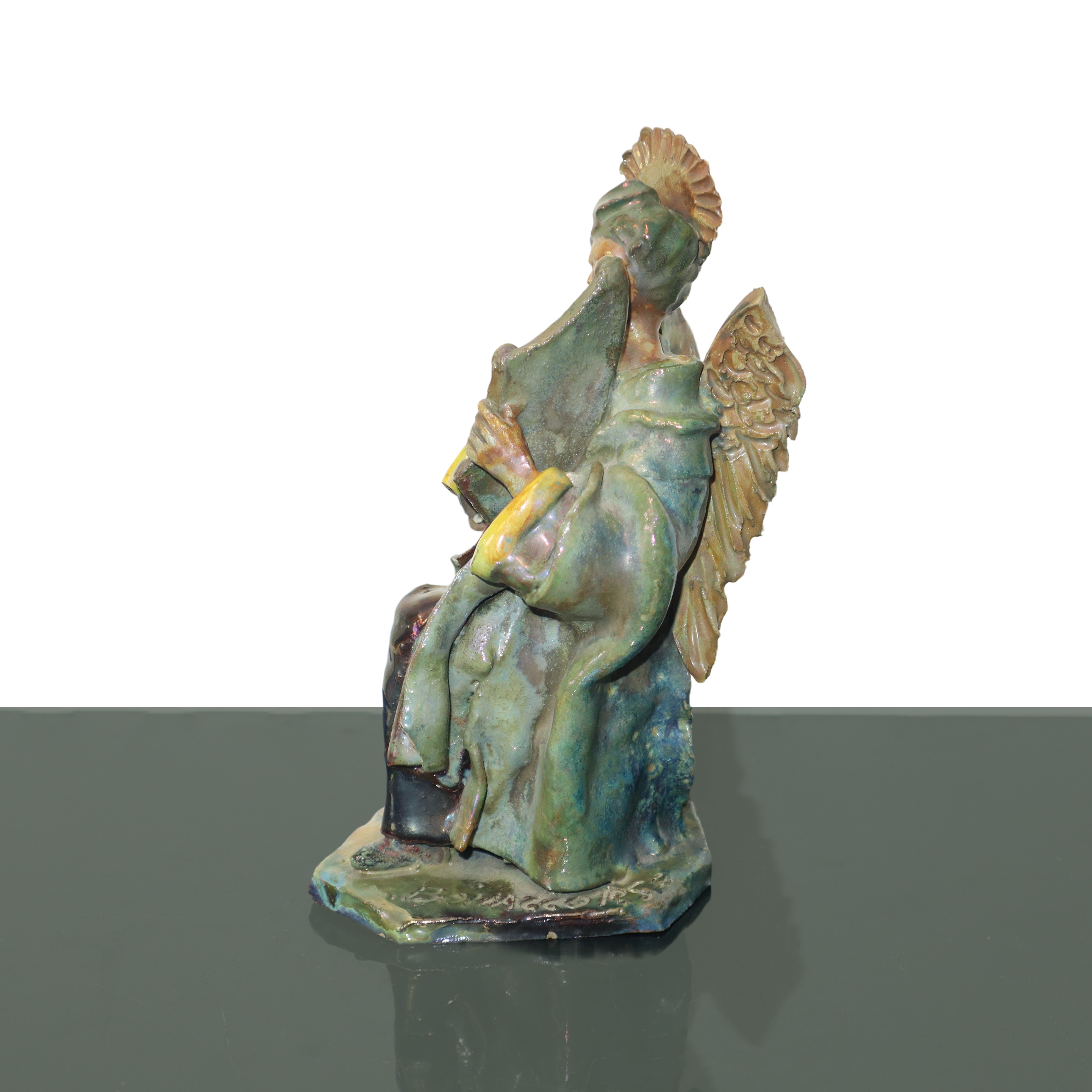 Coppia di angeli musicanti policromi al lustro