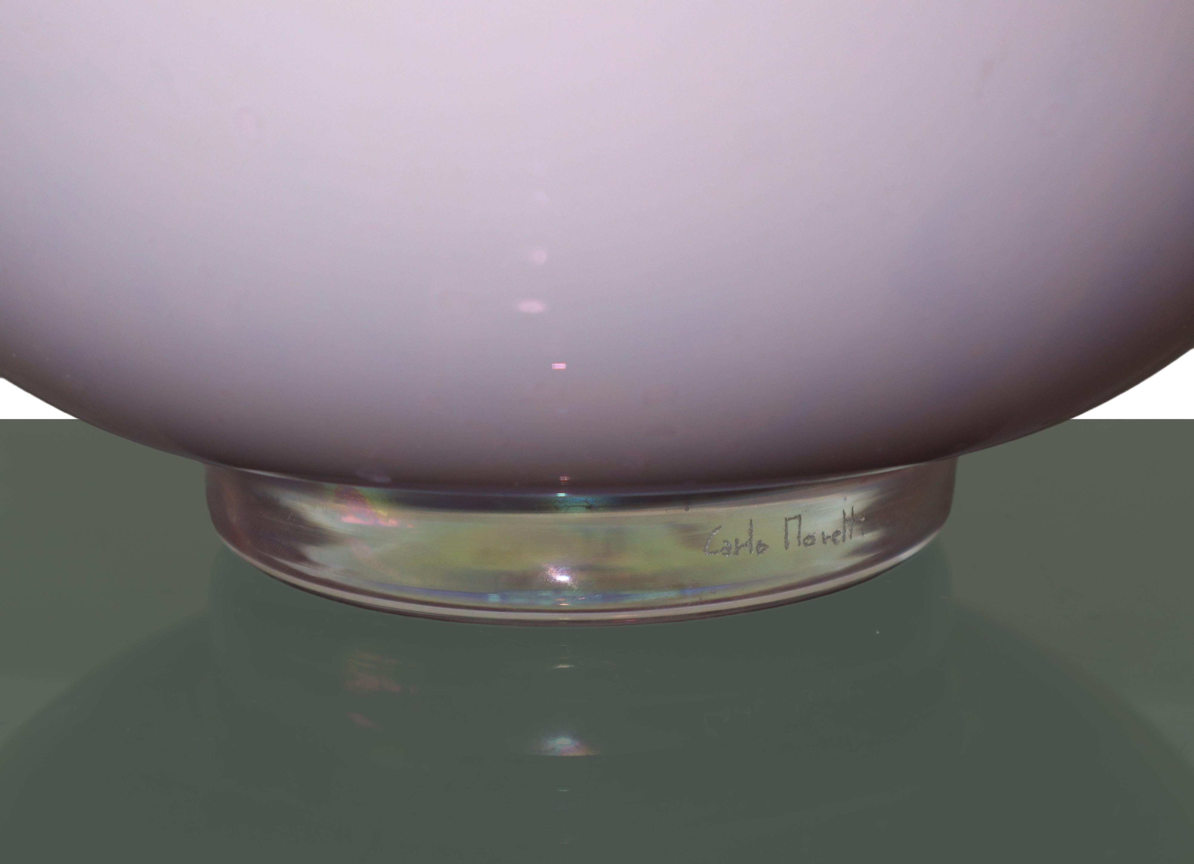 Ciotola in vetro di Murano opalescente rosa e bordo dorato