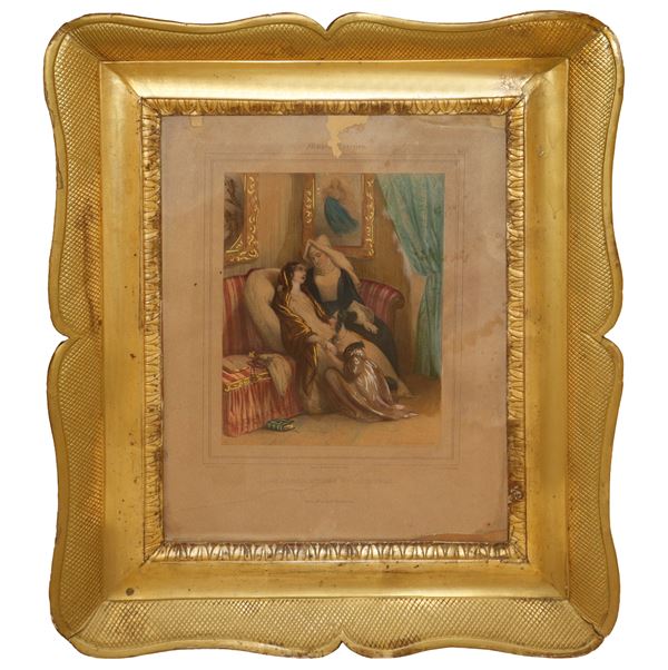 19th Century Printed Gilt Leaf Wood Tray Frame