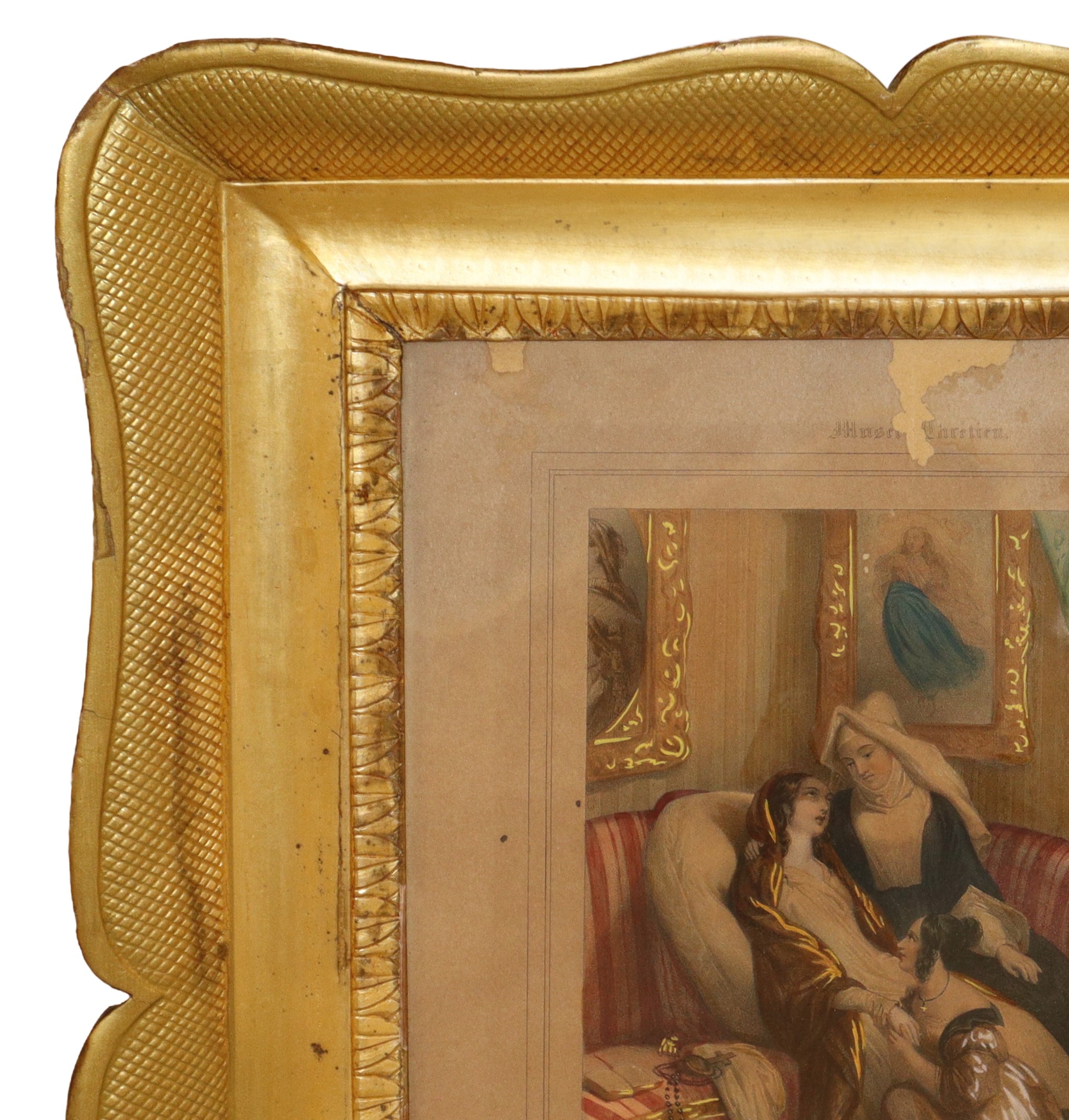 Cornice a Vassoio in Legno Dorato a Foglia Bulinato