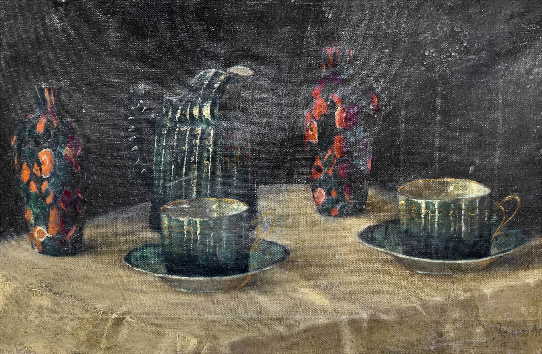 Natura morta di vasi e tazze