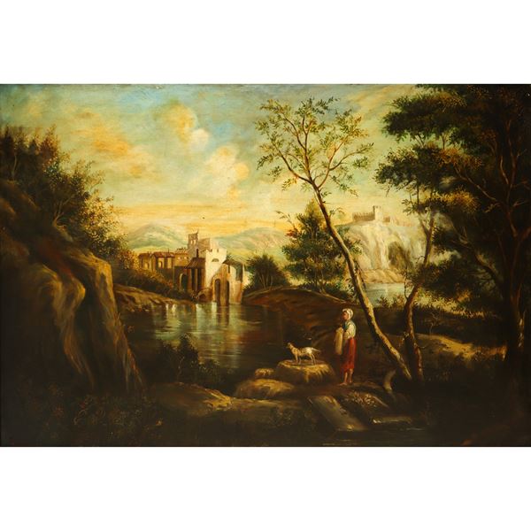 River landscape with characters