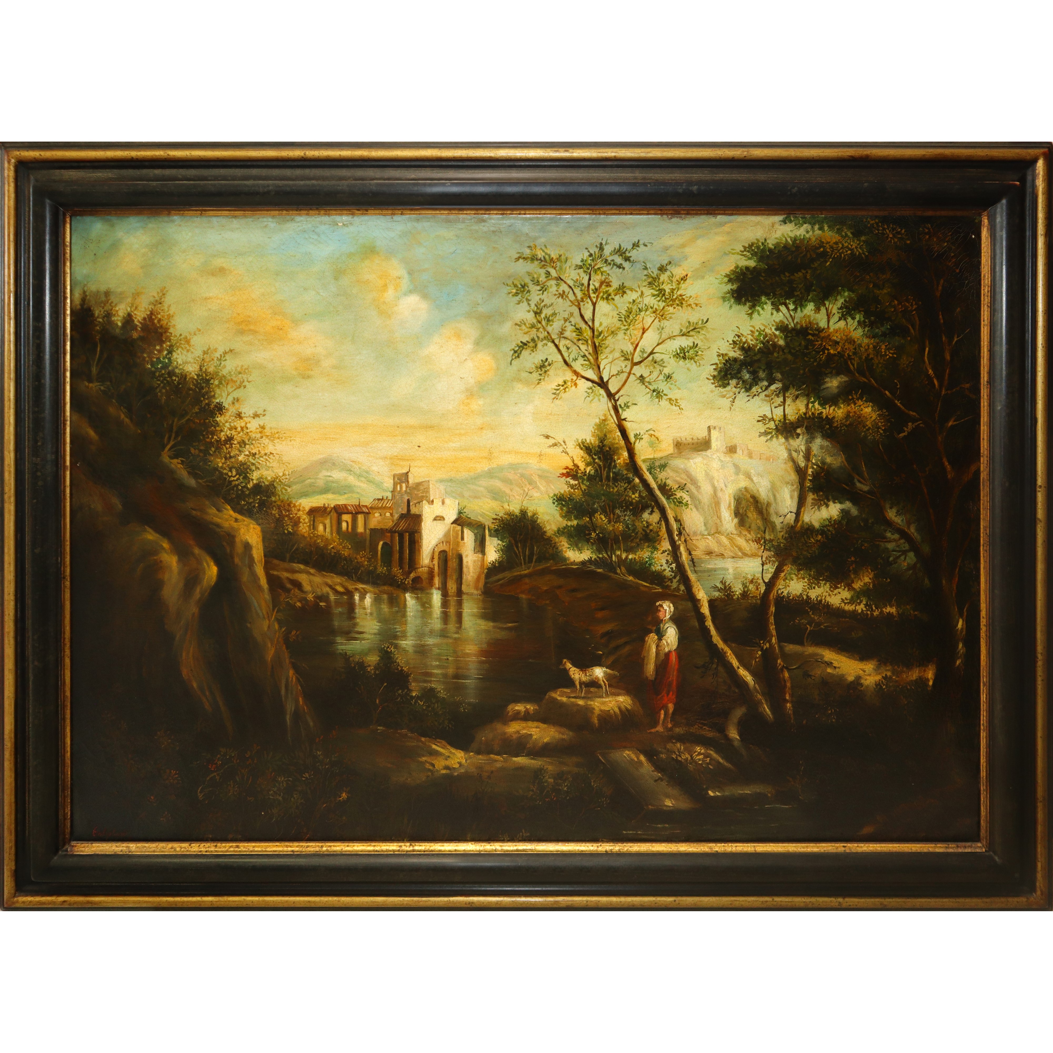 Paesaggio Fluviale con Personaggi