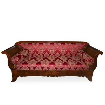 Divano Carlo X, intarsi in legno, XIX secolo
