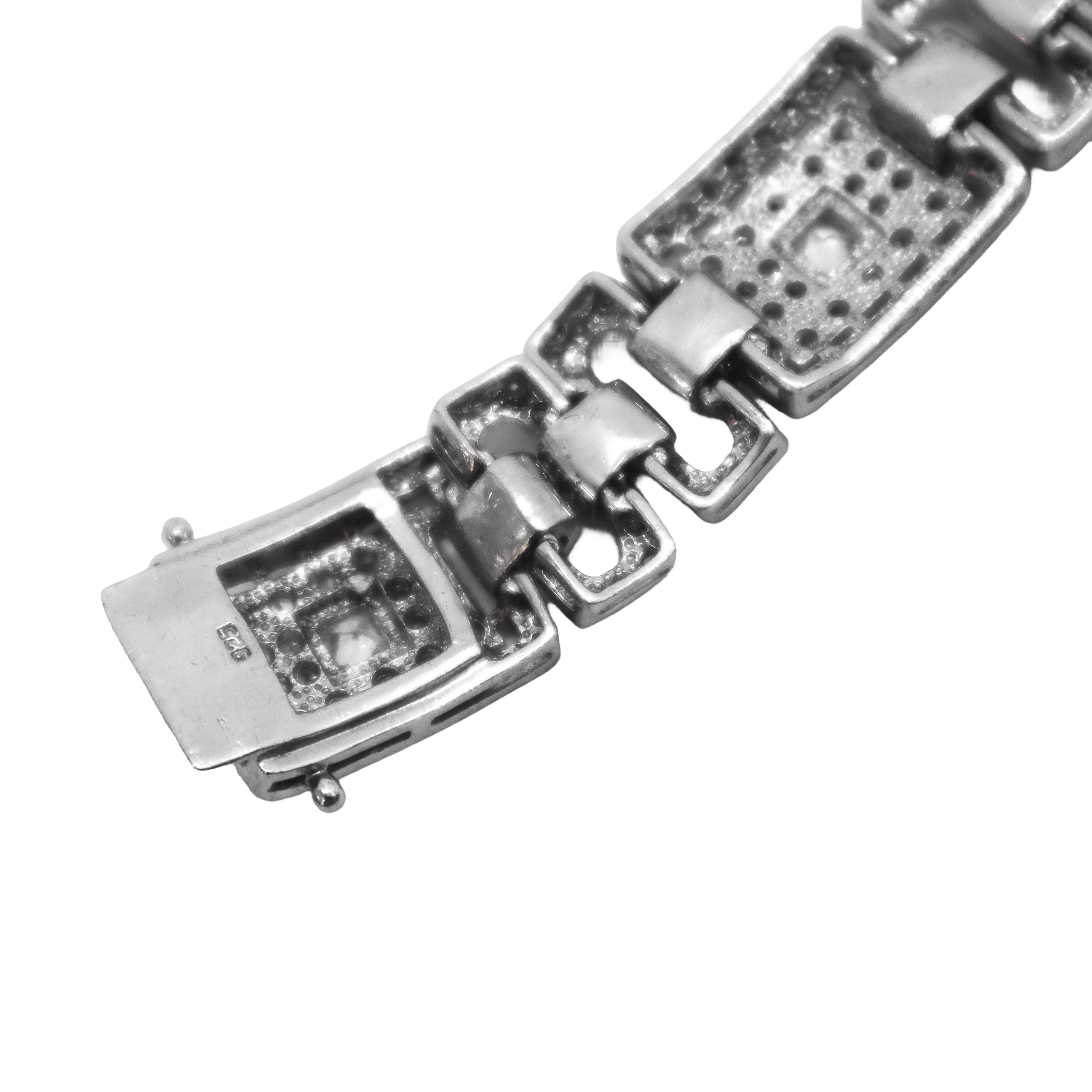 Bracciale in argento con zirconi e doppia chiusura di sicurezza