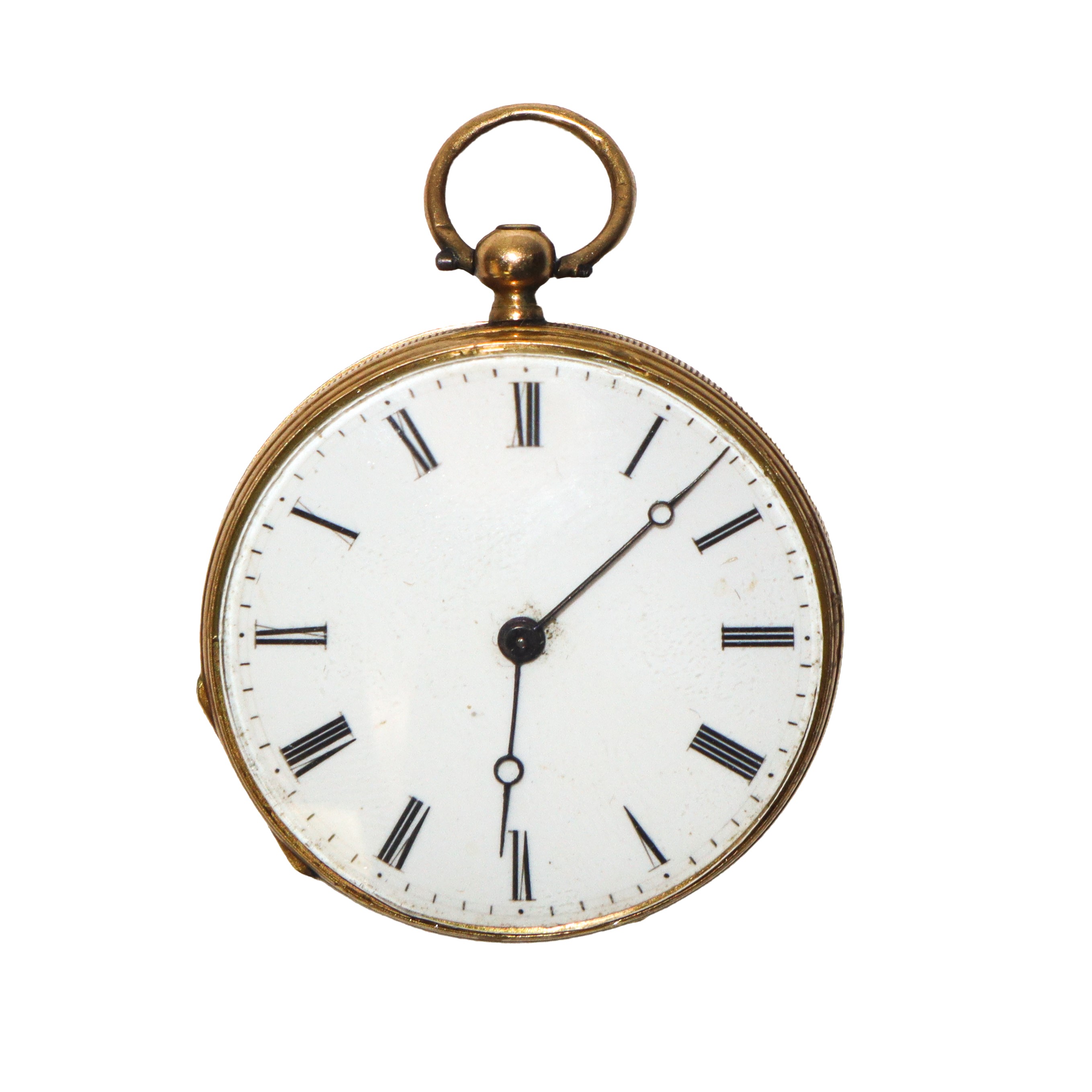 Orologio da collo o da taschino in smalto antico in oro con frammenti di diamanti a doppia cassa