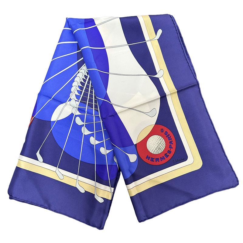 Foulard in seta con stampa golf