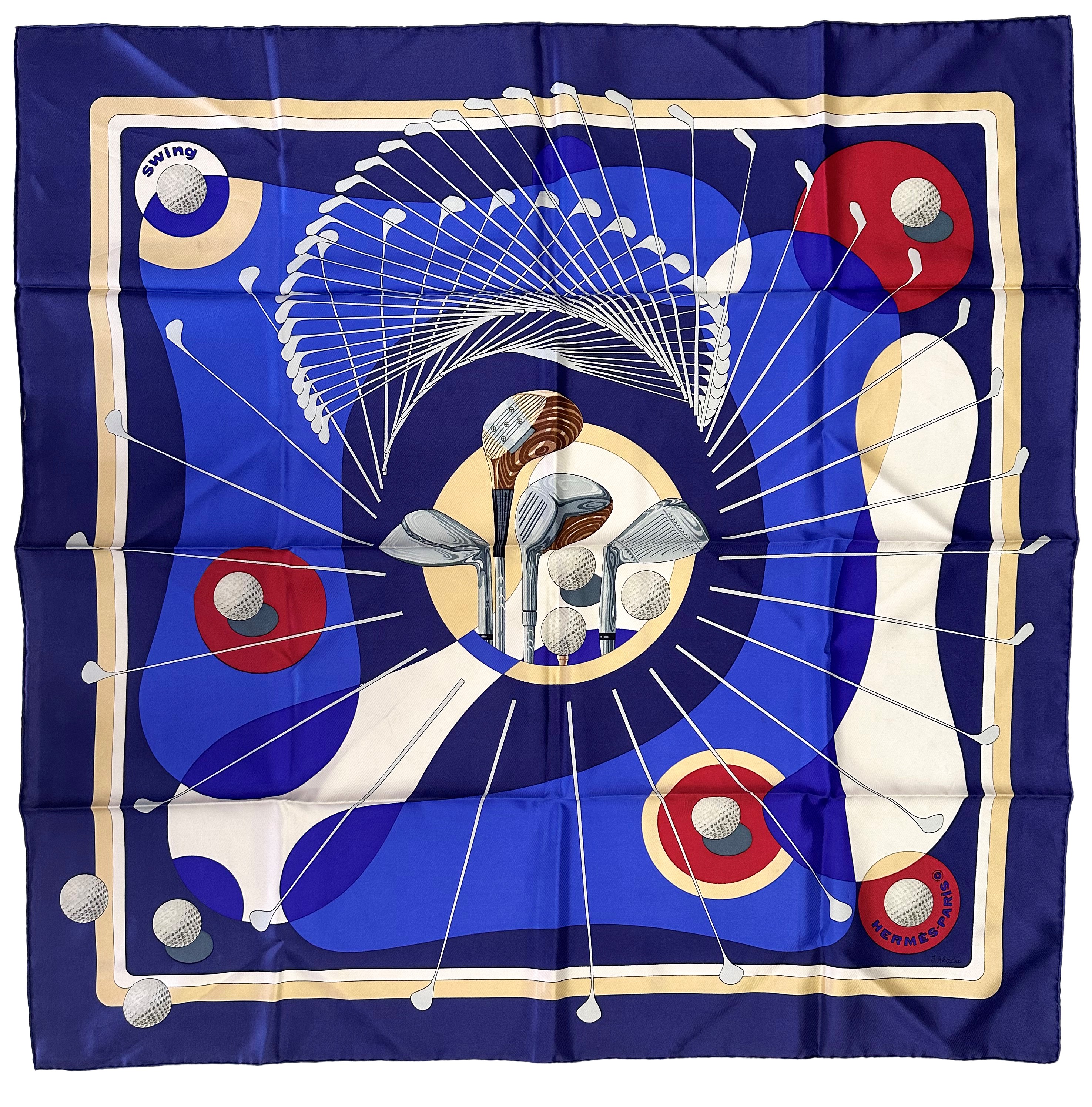 Foulard in seta con stampa golf