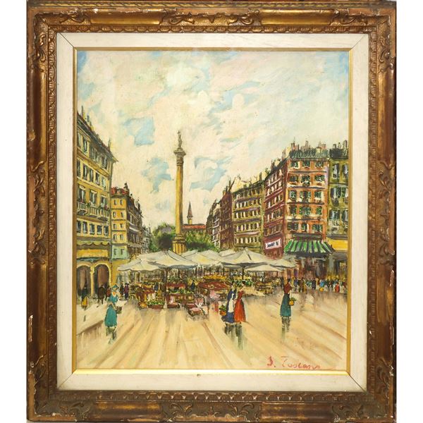 Market in a square in Paris