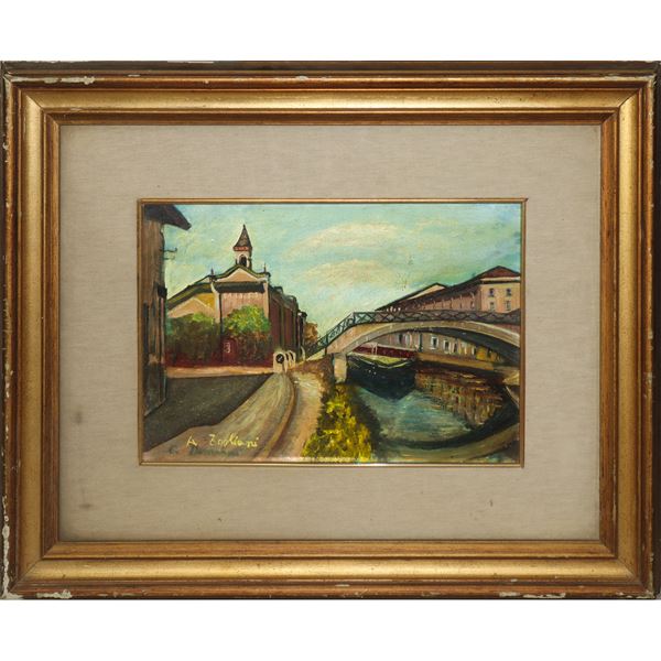 Canal landscape with bridge