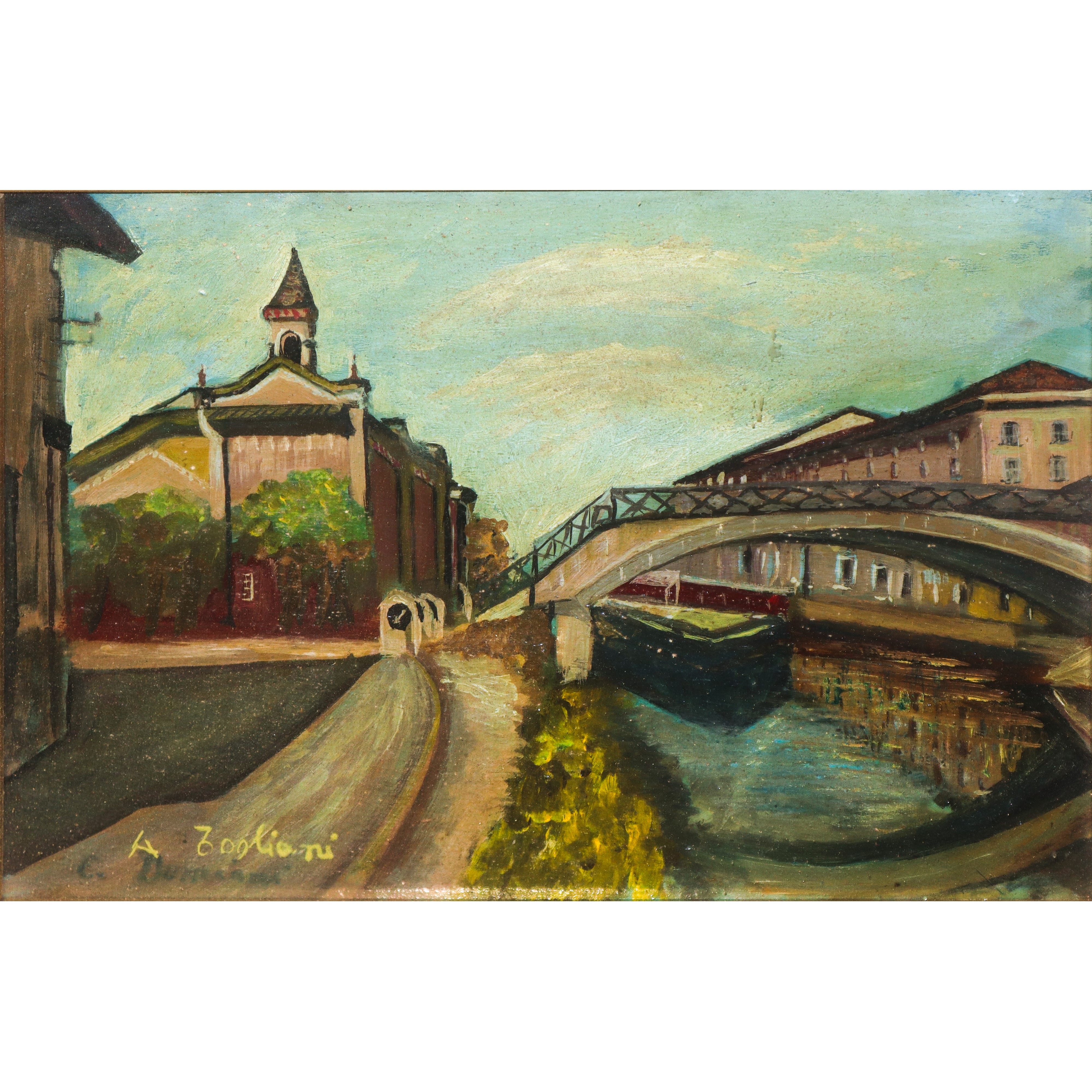 Paesaggio canale con ponte