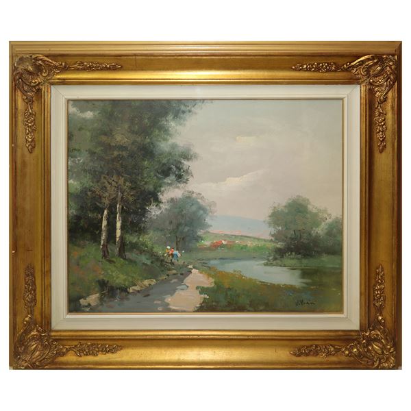 River landscape with trees