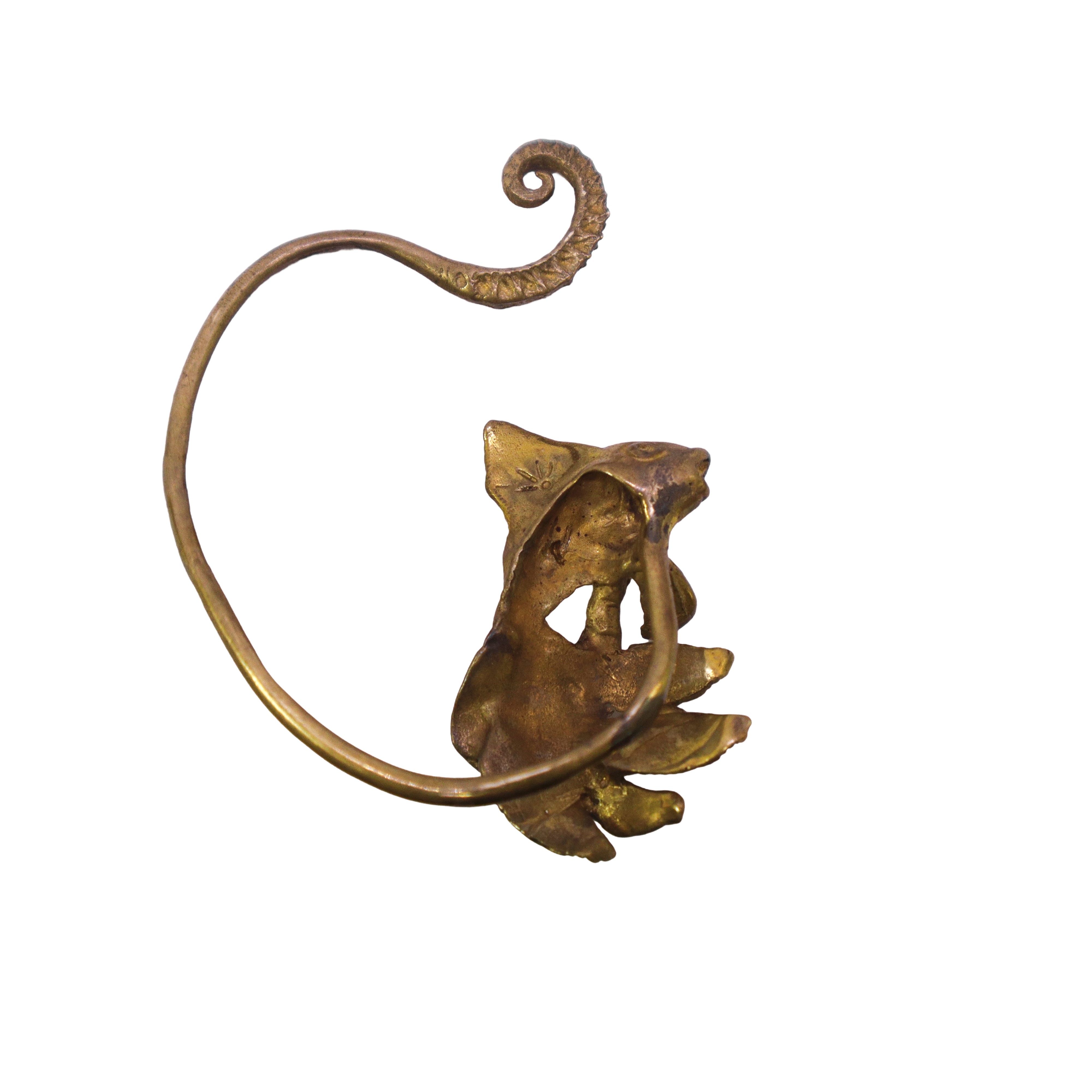 Ferma foulard in metallo dorato brunito con pesce