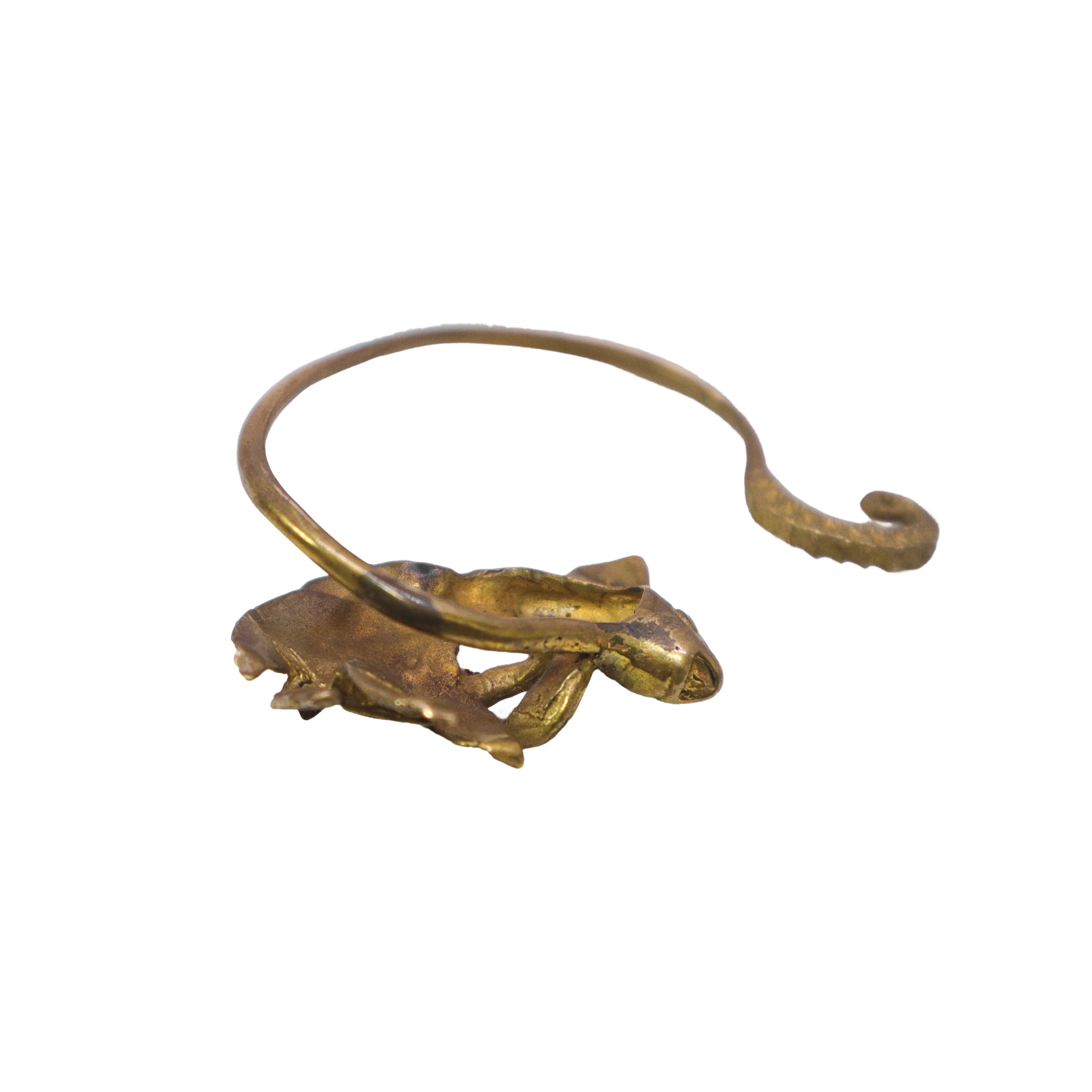 Ferma foulard in metallo dorato brunito con pesce