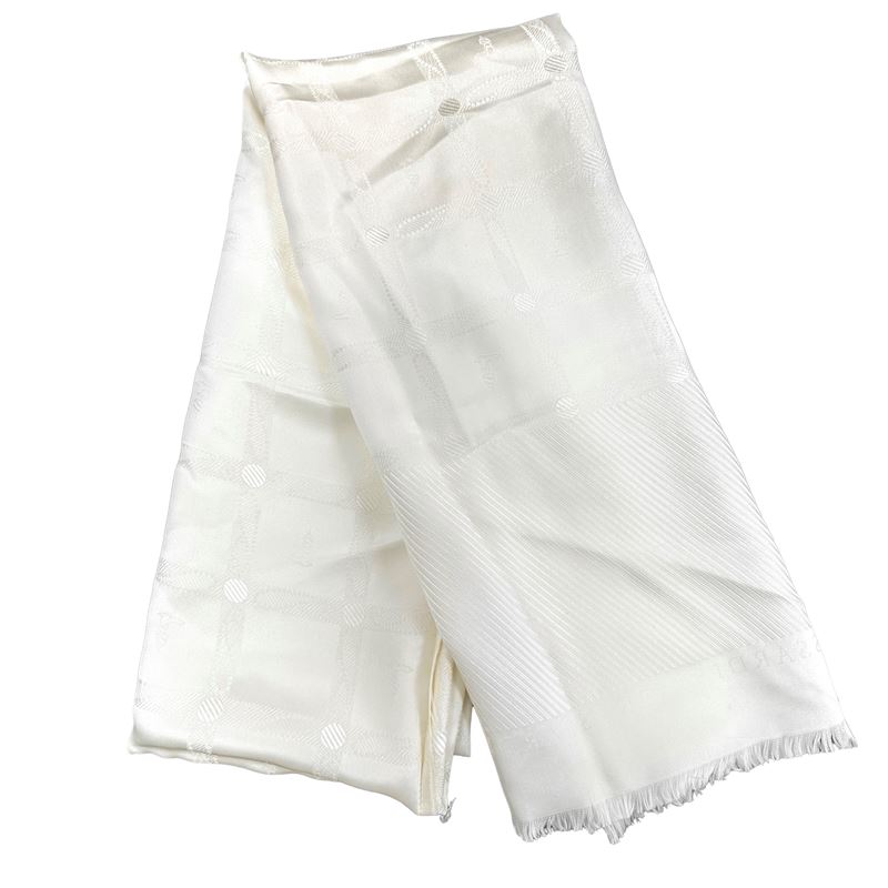 Foulard in seta bianco logato e marchiato colore su colore