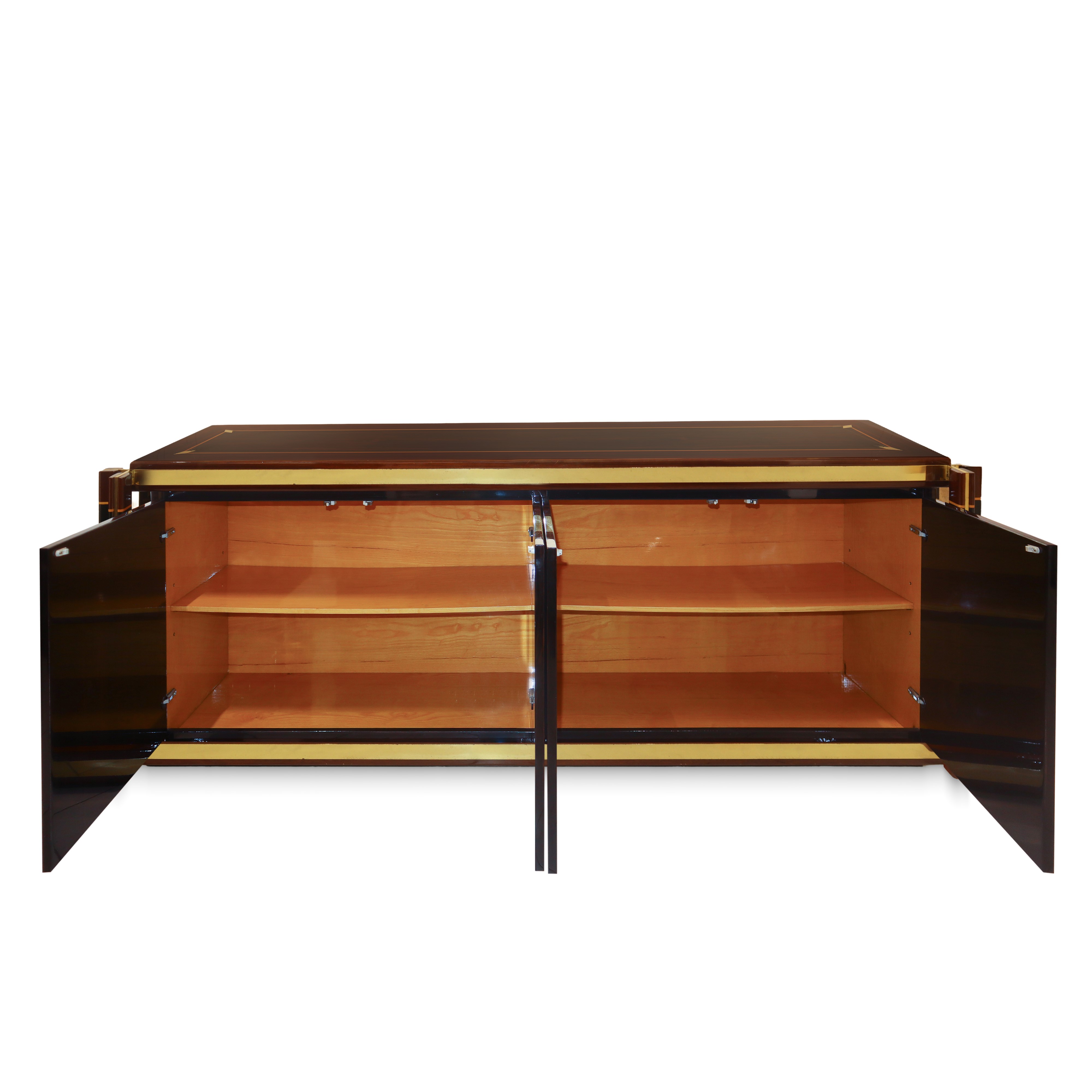 Sideboard in ottone e legno laccato