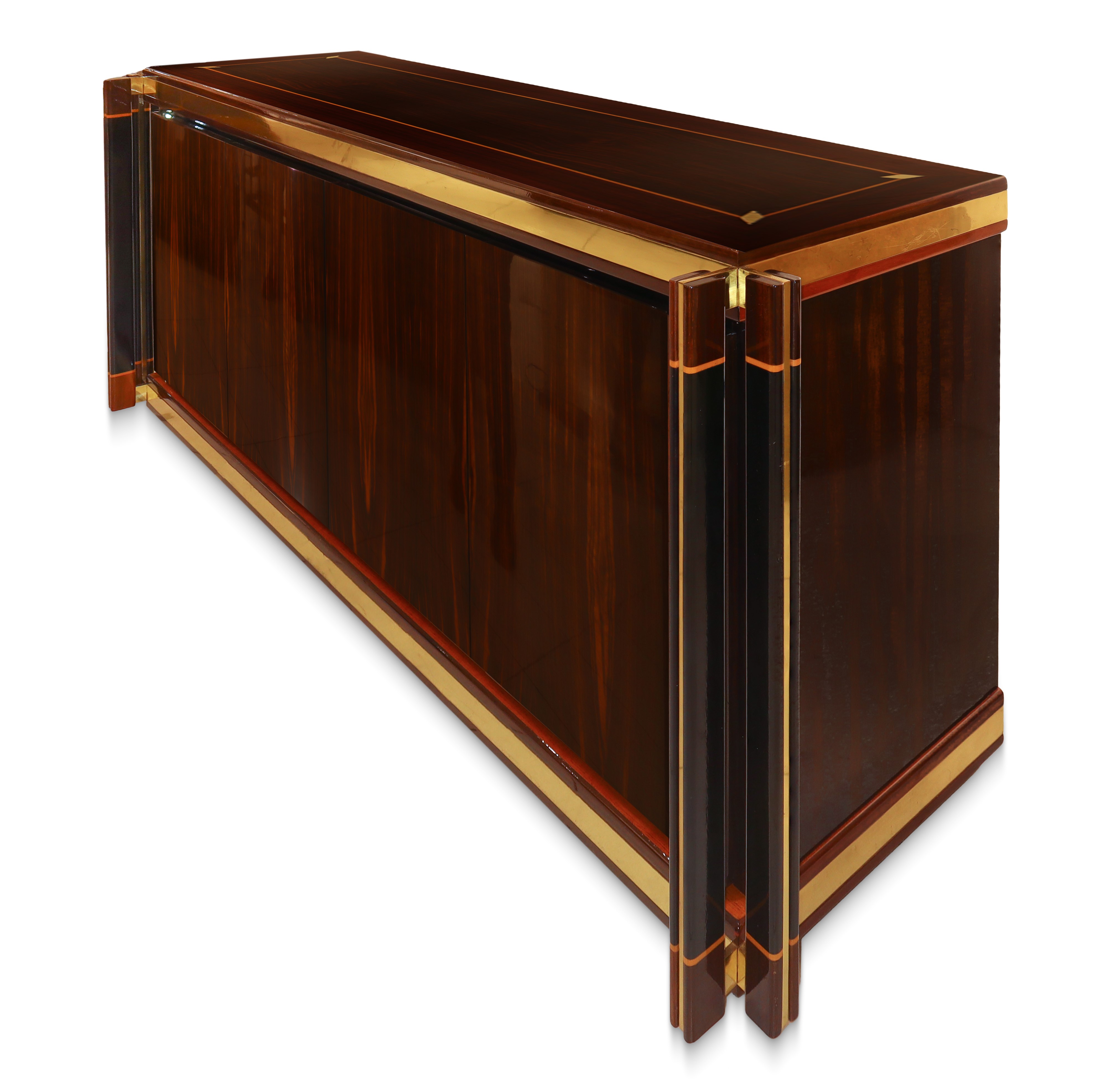 Paolo Barracchia per Roman Decò - Sideboard in Ottone e Legno Laccato