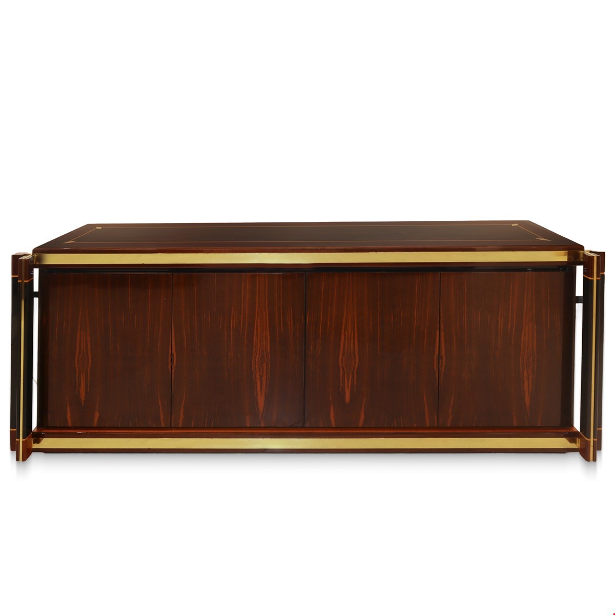 Paolo Barracchia per Roman Decò - Sideboard in Ottone e Legno Laccato