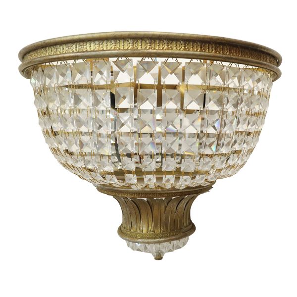 Wall Lamp in GOLDEN METAL and CRYSTALS, 1970s