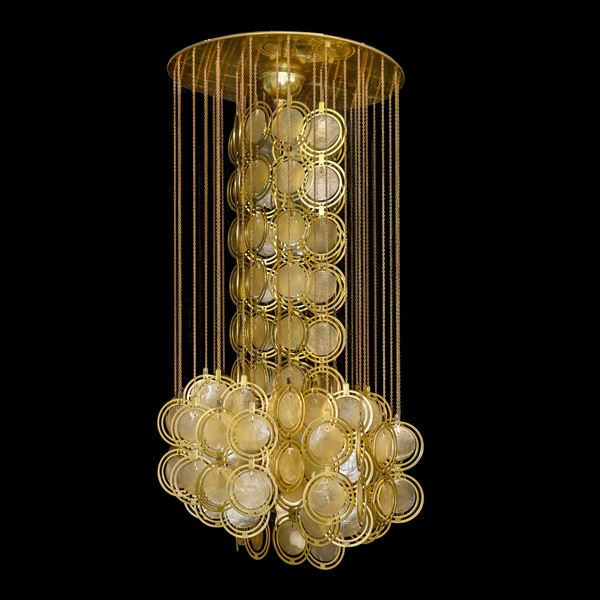 Verner  Panton - Metal and mother-of-pearl chandelier