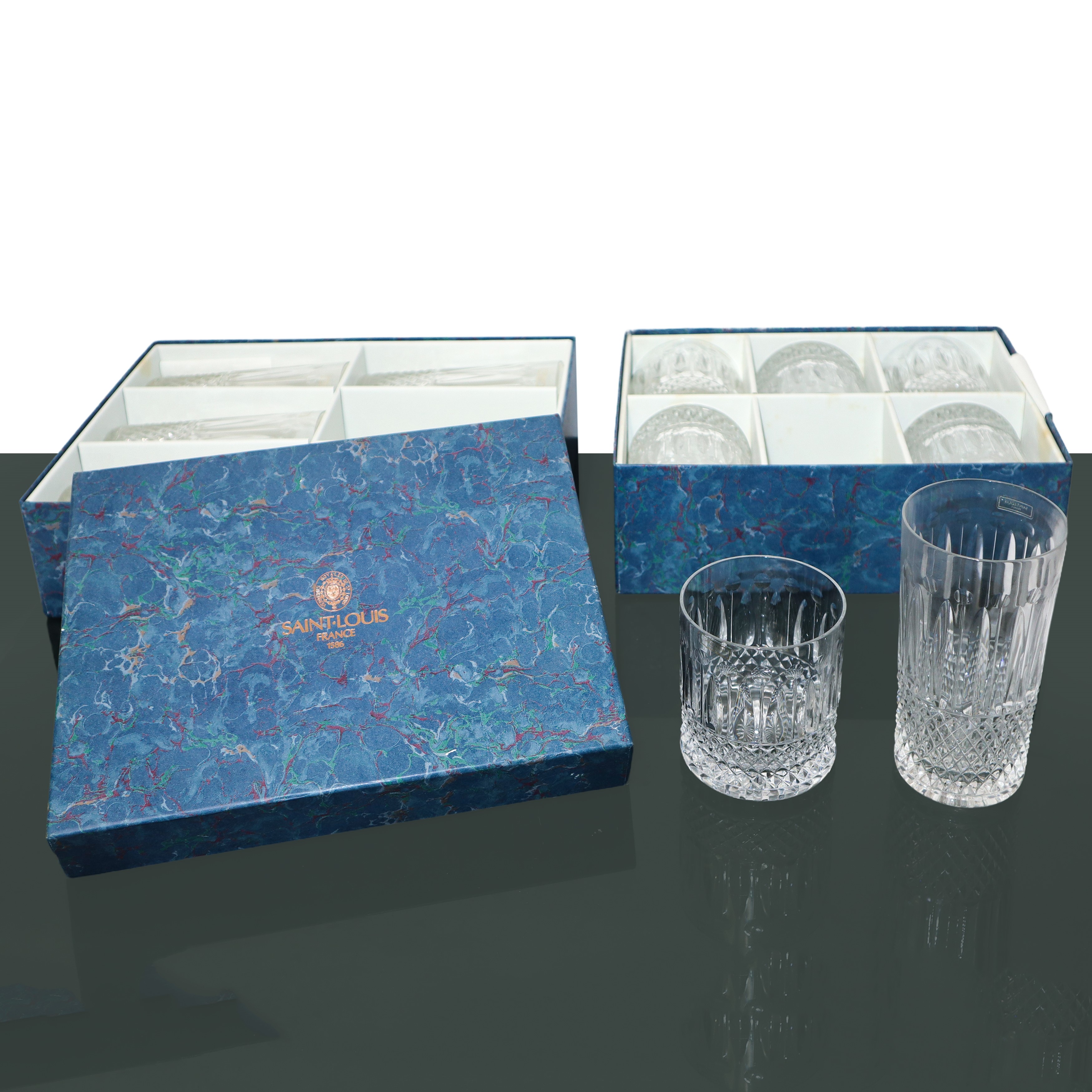 Servizio da cocktail in cristallo Saint Louis modello Tommy per 6 persone