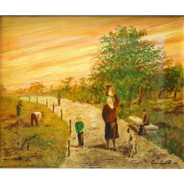 Rural landscape with characters