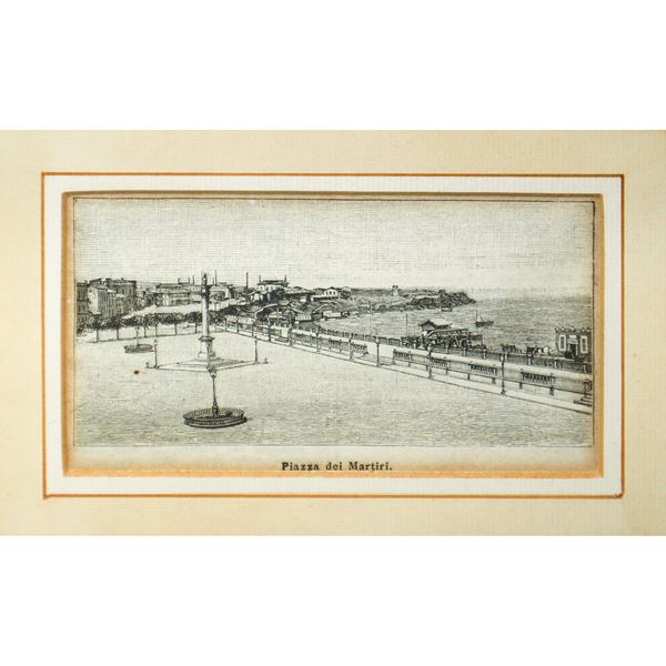 Martyrs&#39; Square of the city of Catania, engraving