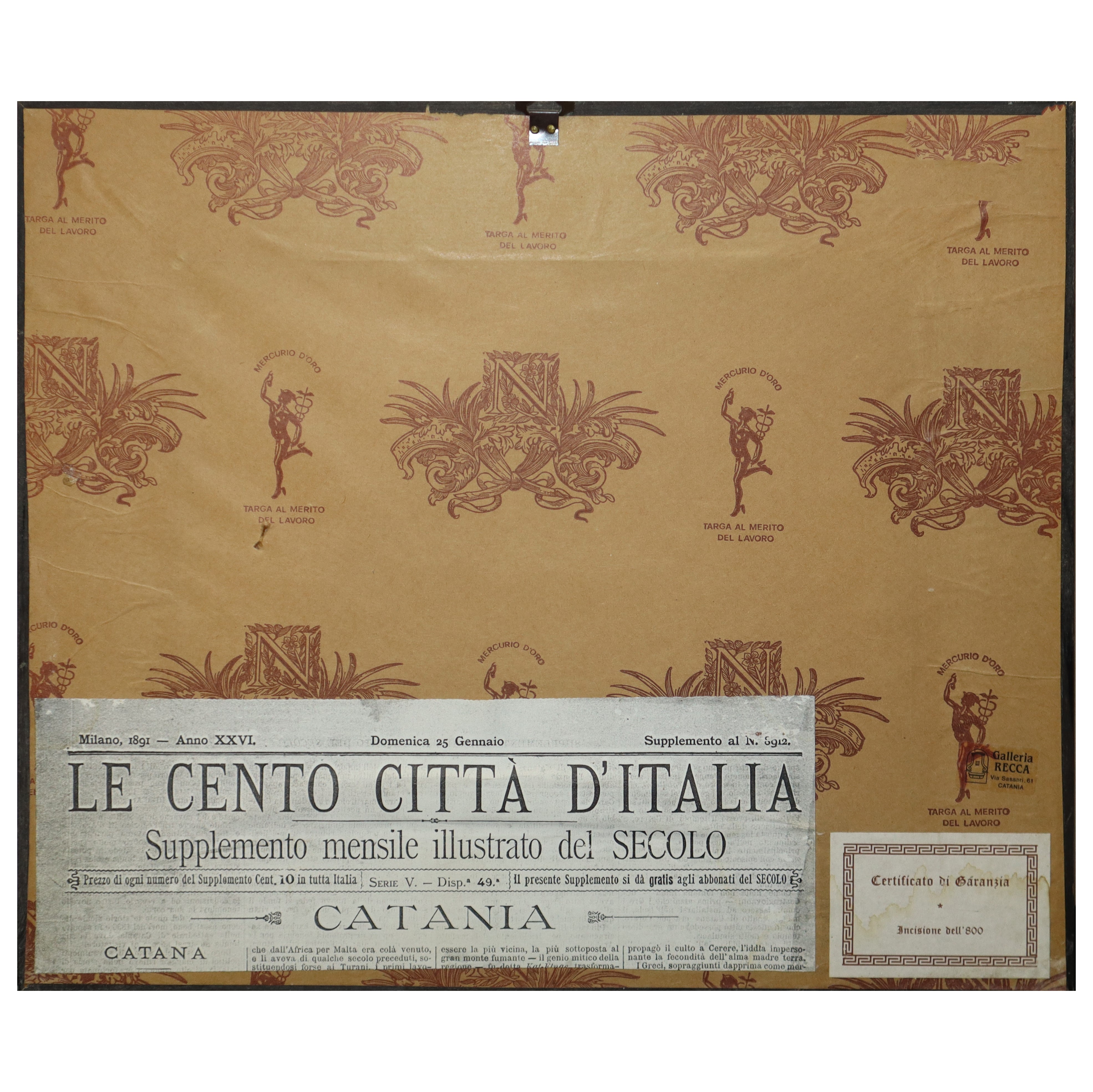 Incisione del XIX secolo, Piazza dei Martiri della città di Catania