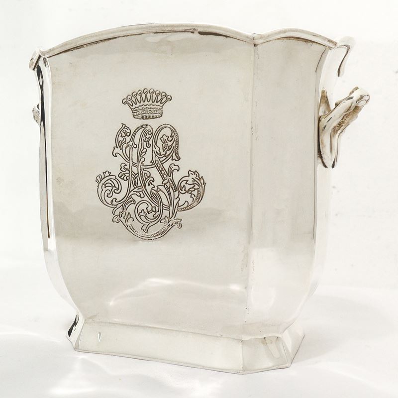 Edward Sheffield Collection - Secchiello Porta Ghiaccio in Sheffield con Decoro sul Fronte e sul ...