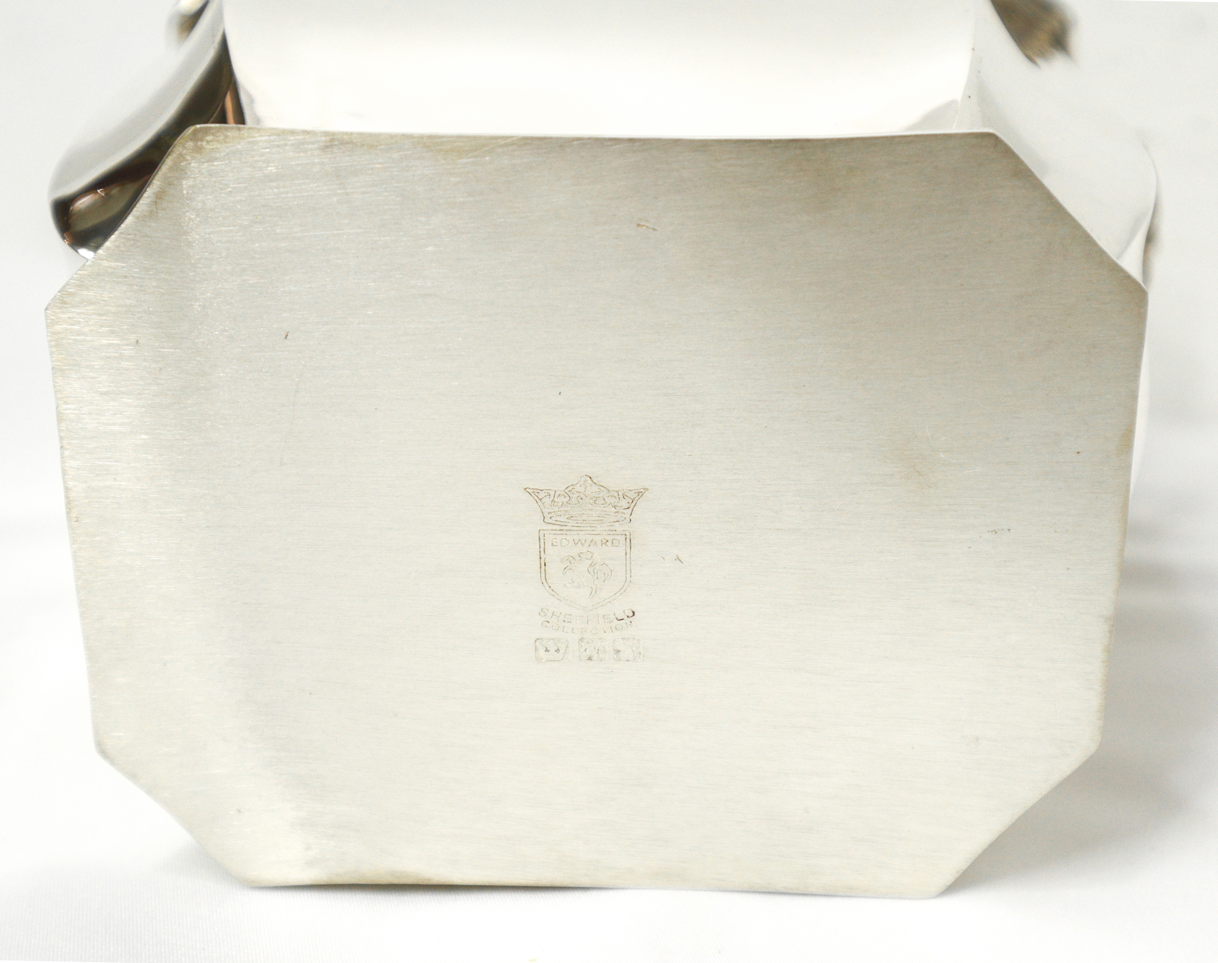 Secchiello porta ghiaccio in sheffield con decoro sul fronte e sul retro