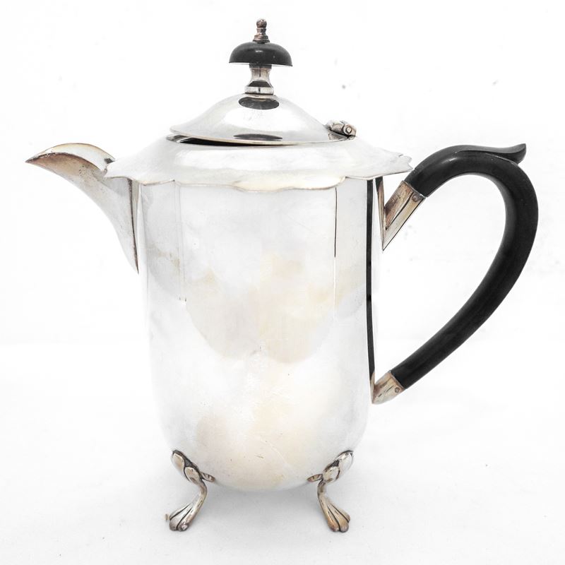 Teiera Inglese Silver Plated con Piedi Zoomorfi e Bordo Smerlato