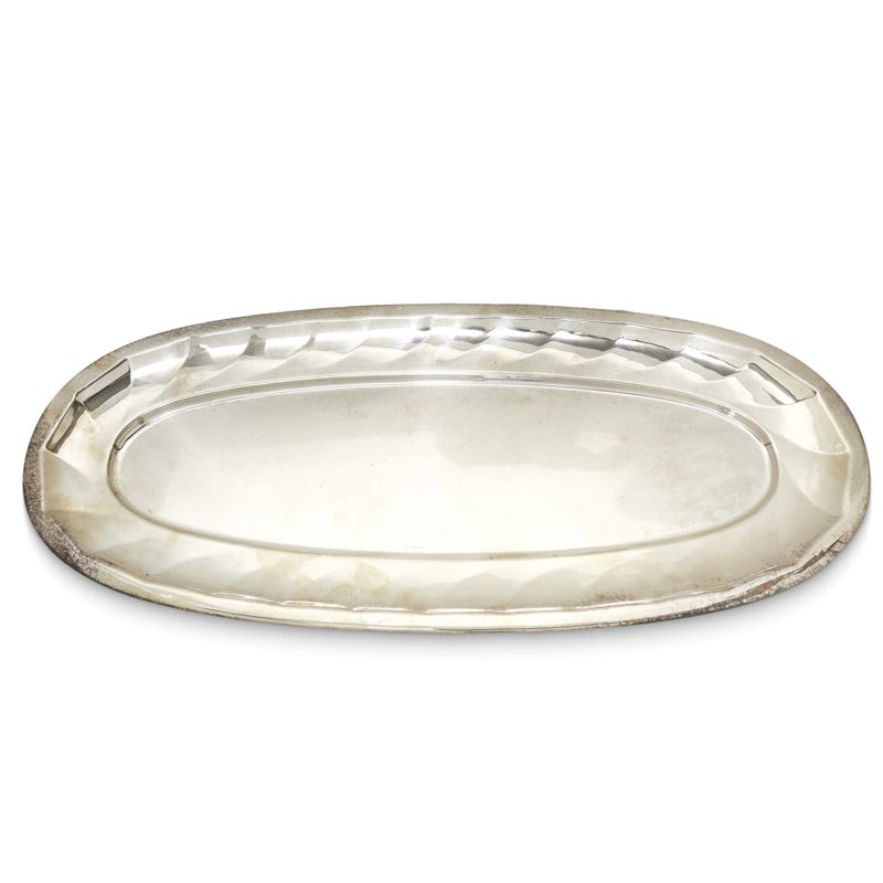 Argentieri Ricci - Grande Vassoio Ovale Silver Plated Costolonato ai Bordi