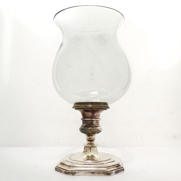 Candle holder with 800 silver base.