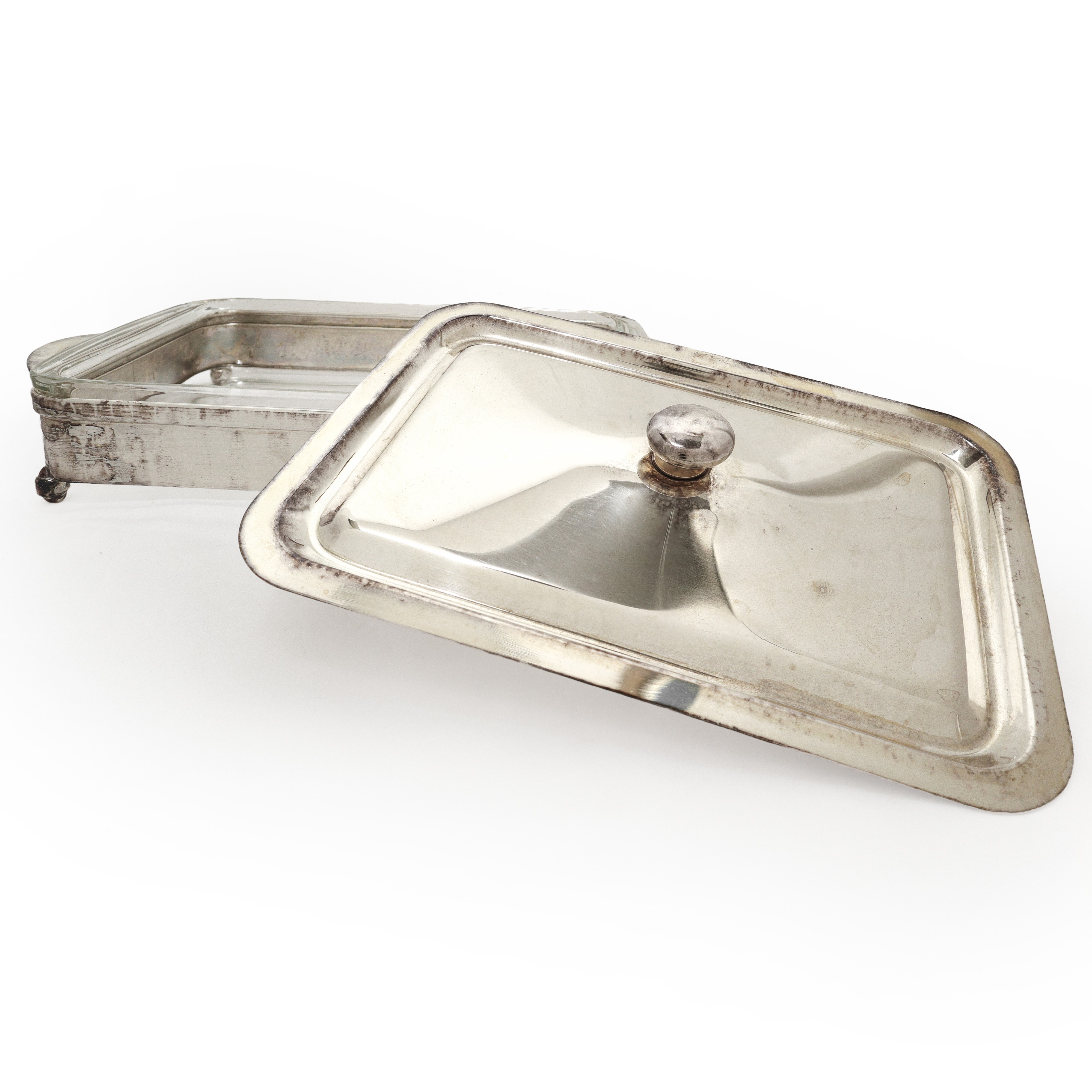 Coppia di pirofile in sheffield con interno in pyrex