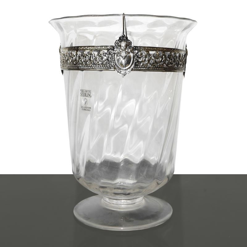 Maria Cristina Sterling - Vaso in Cristallo "collezione Connubio" con Decoro Floreale e con Angel...