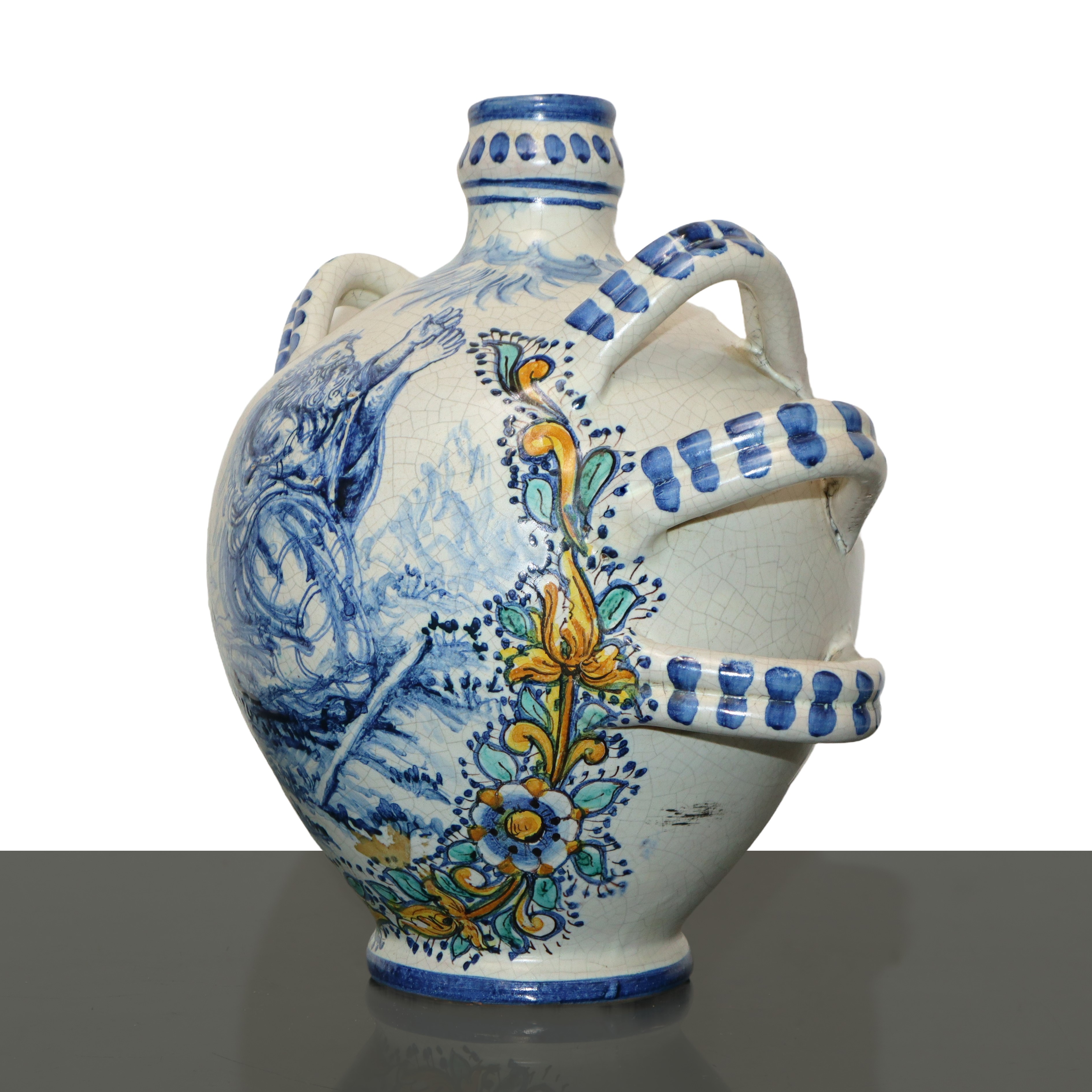 Bottiglia in ceramica di Caltagirone con raffigurazione di Mosè