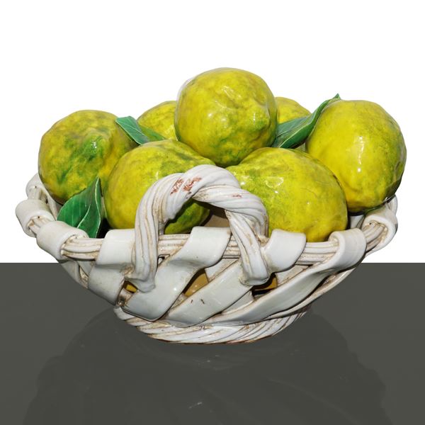 Caltagirone Ceramic Lemon Basket