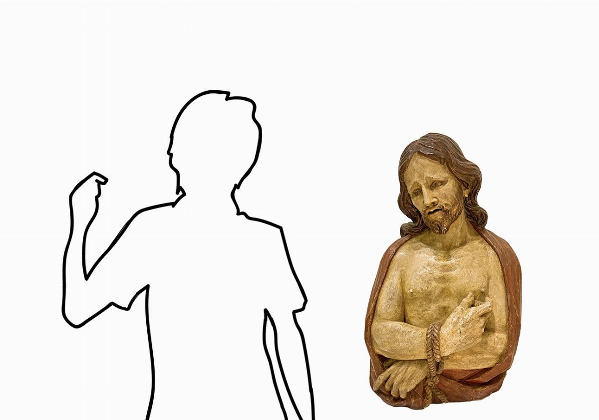 Scultore sconosciuto, Ecce Homo, scultura lignea policroma a mezzo busto
