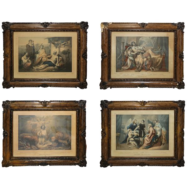 N°4 Sacred prints with biblical subjects in frame