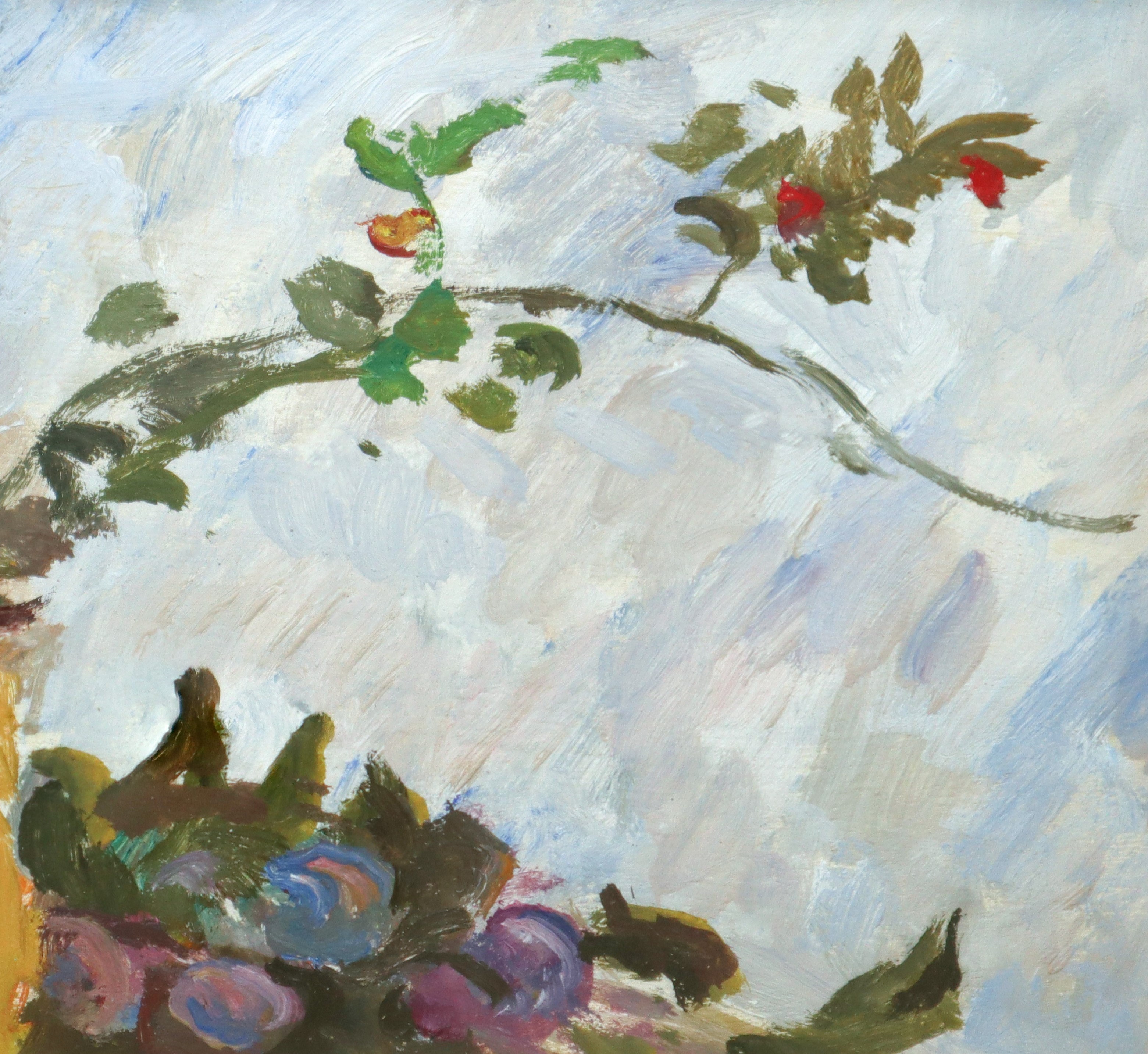 Vaso con rami e frutti