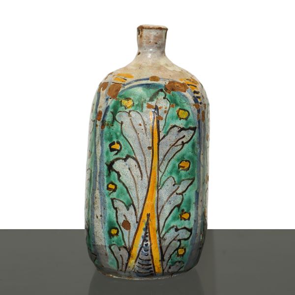 Caltagirone ceramic bottle with floral decorations