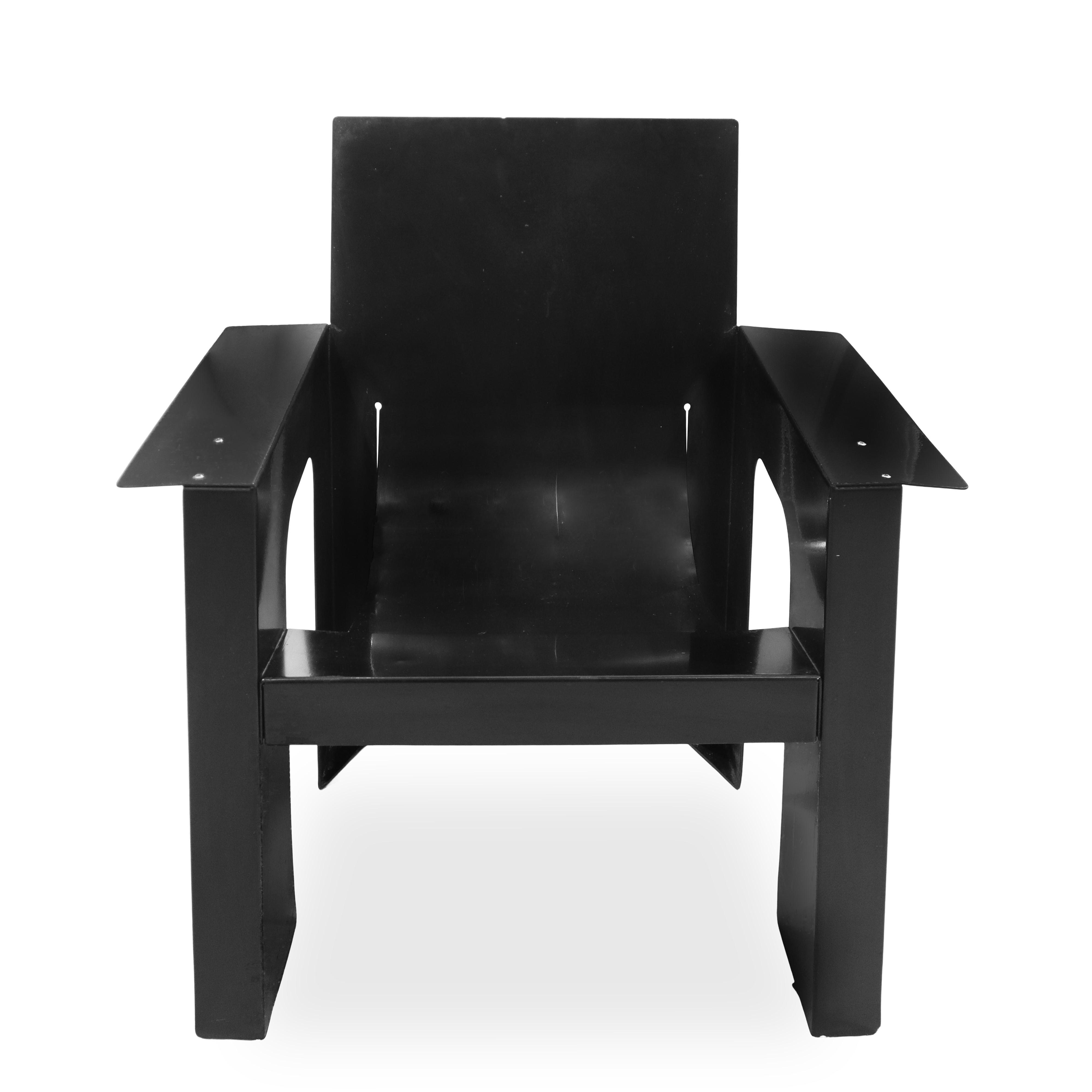 Poltrona Alias omaggio a Rietveld in lamiera di alluminio piegata e rivettata